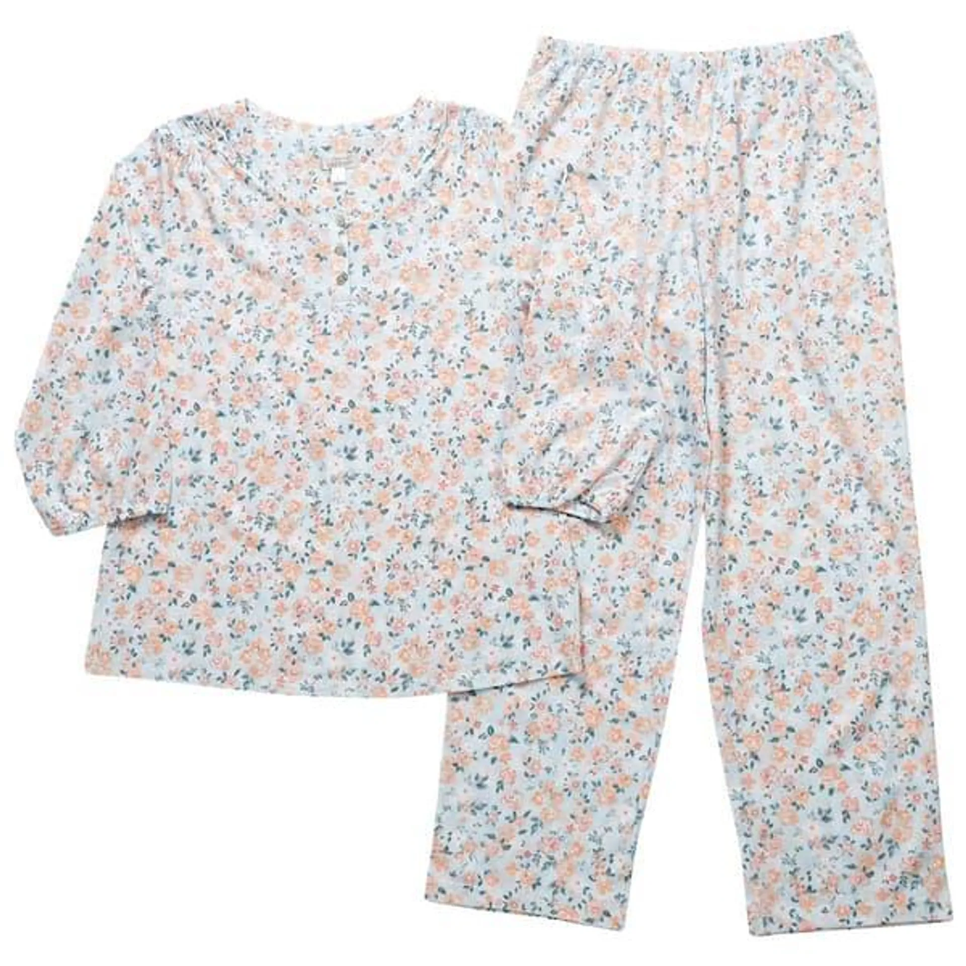 Plus Size Celestial Dreams 3/4 Sleeve Ditsy Pajama Set - Blue