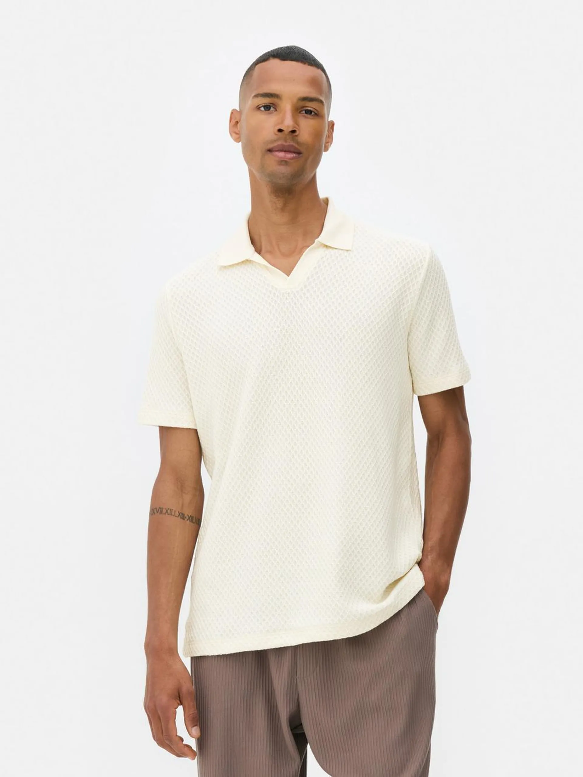 Textured Knit Polo Shirt