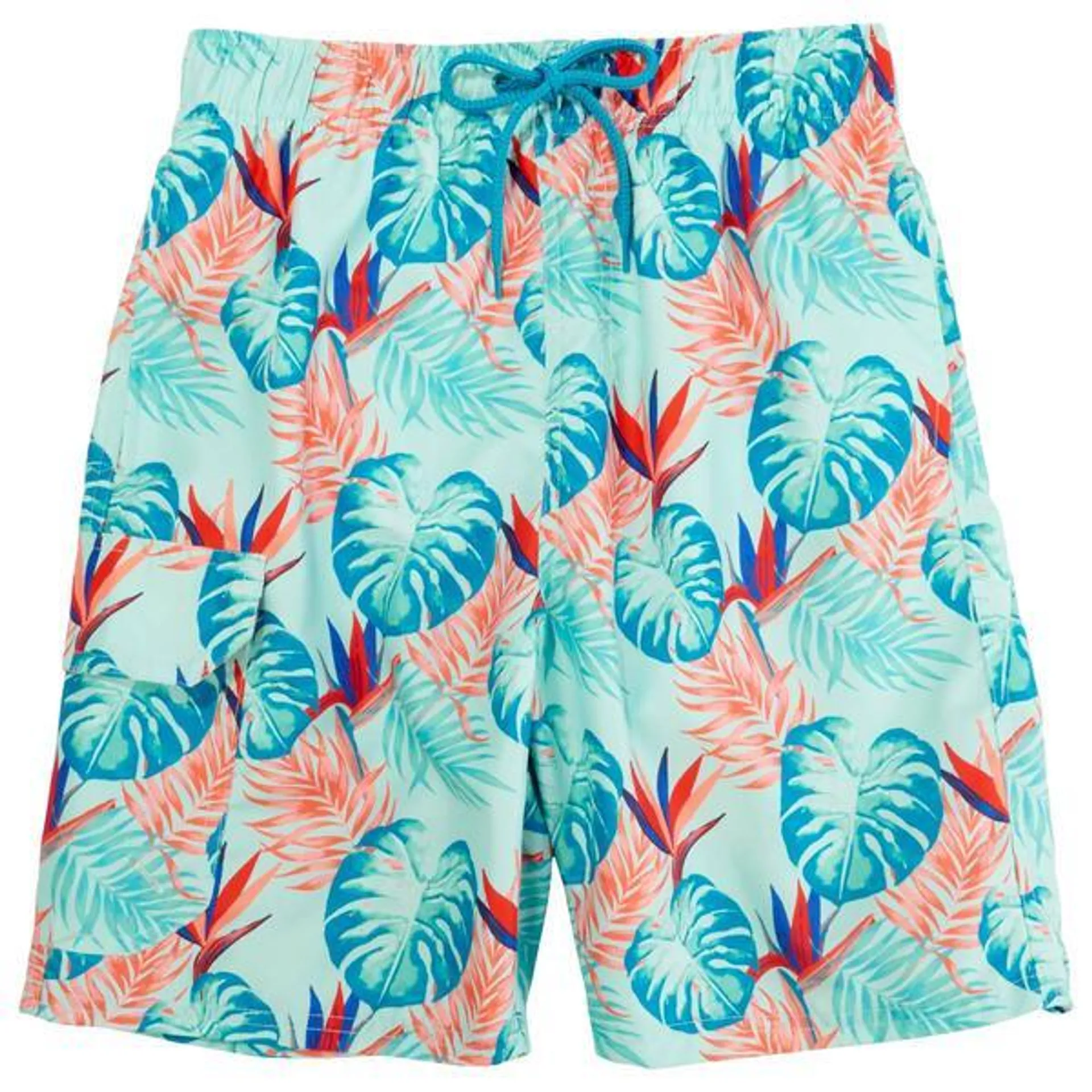 Young Mens SURFZONE® Tropical Leaves Swim Trunks - Mint