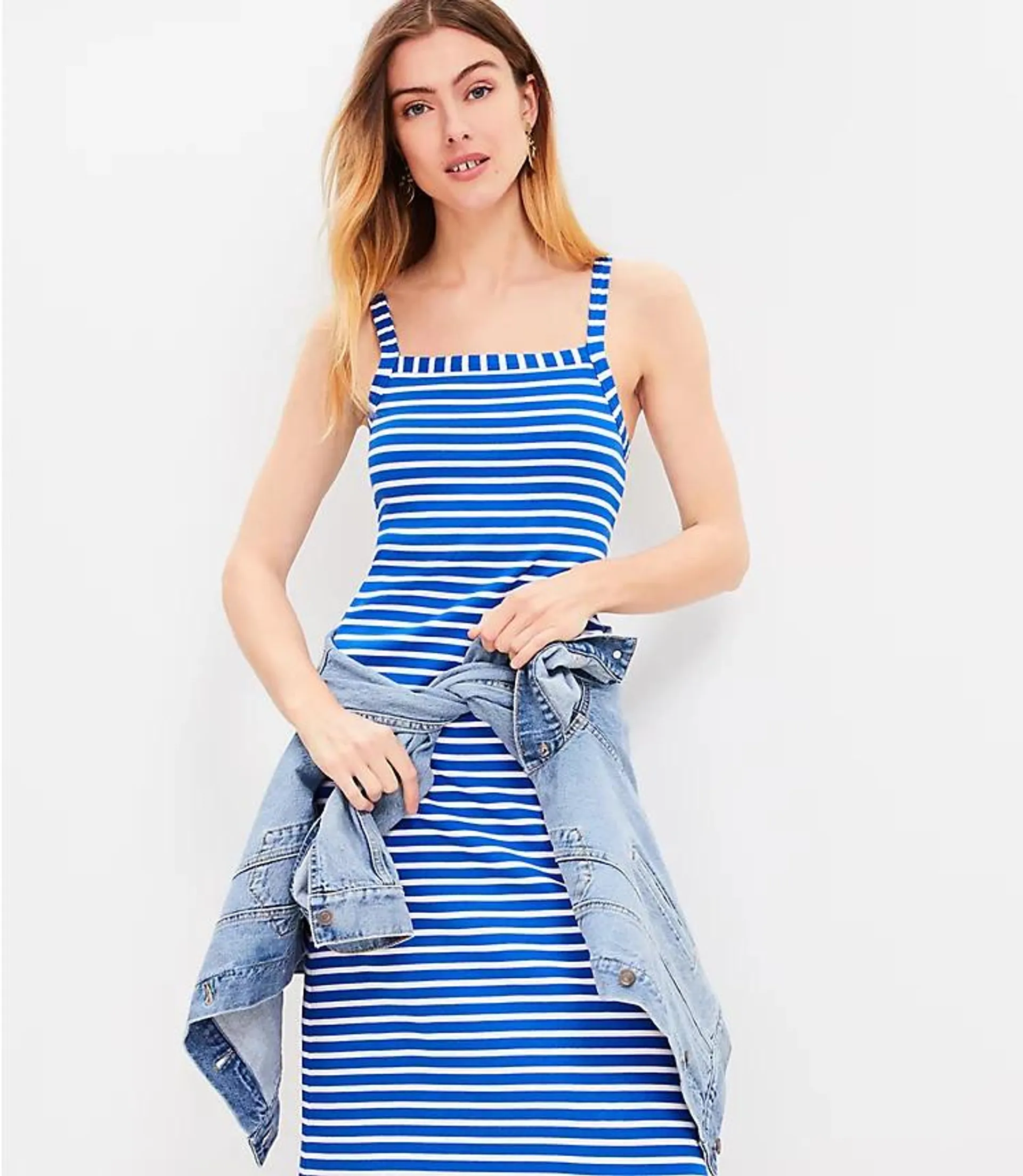 Stripe Ribbed Bra Maxi Dress