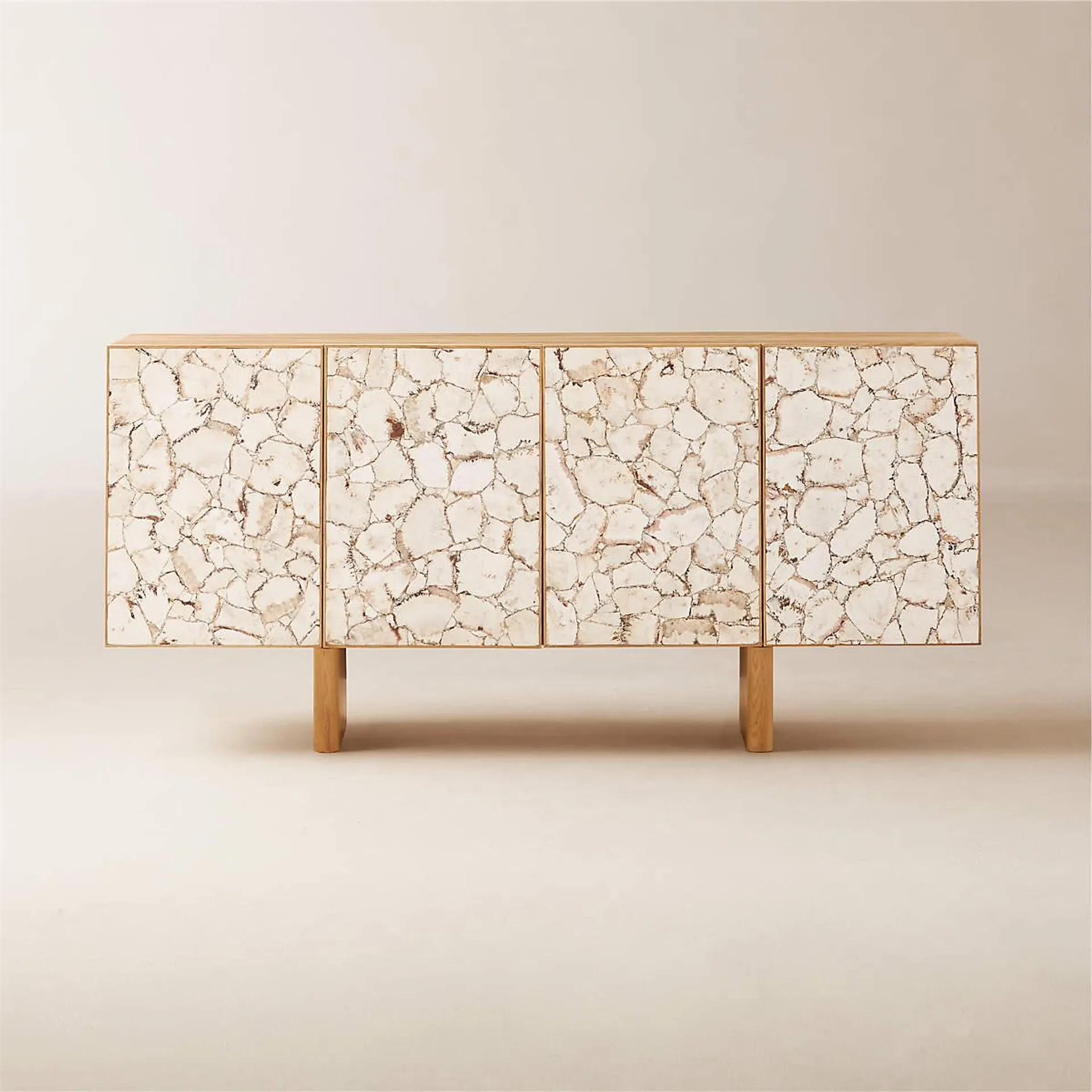 Lina 64" Stone and White Oak Credenza