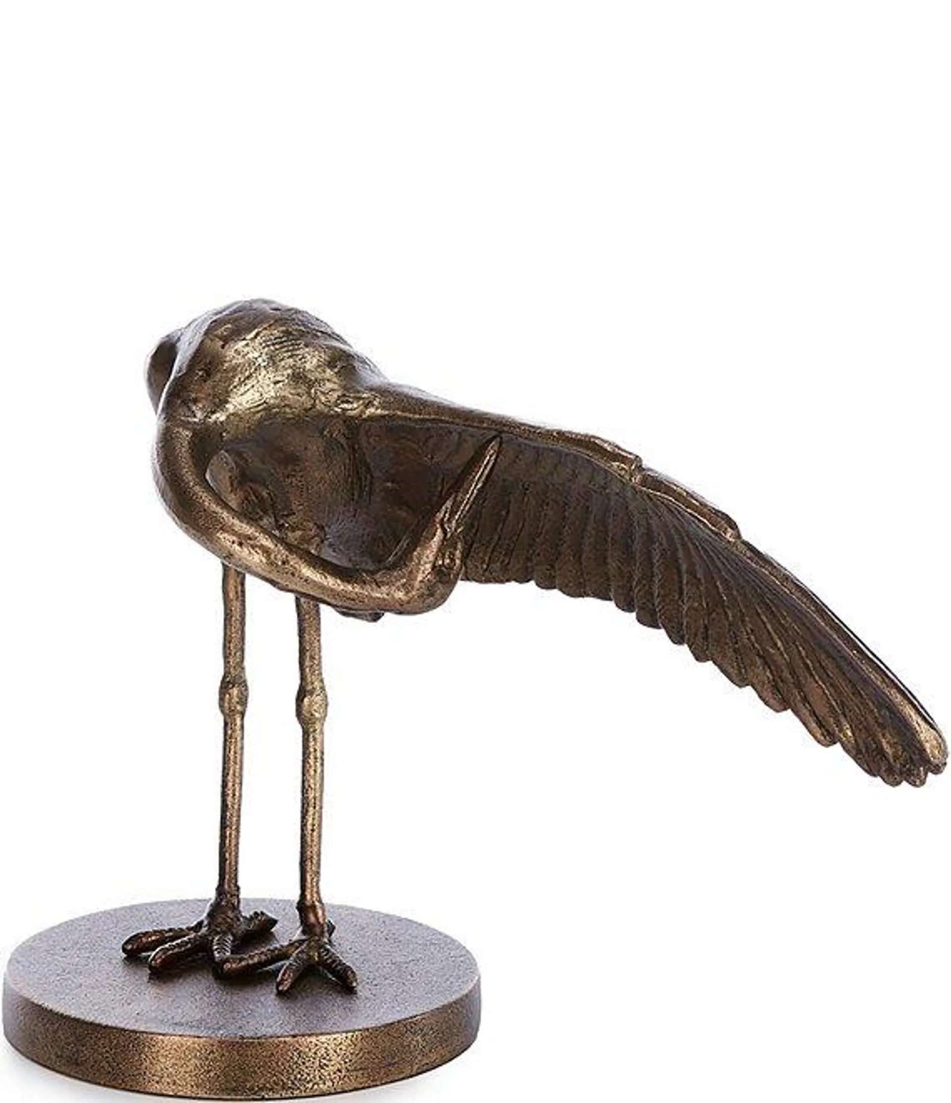 Preening Crane Standing Sculpture Figurine