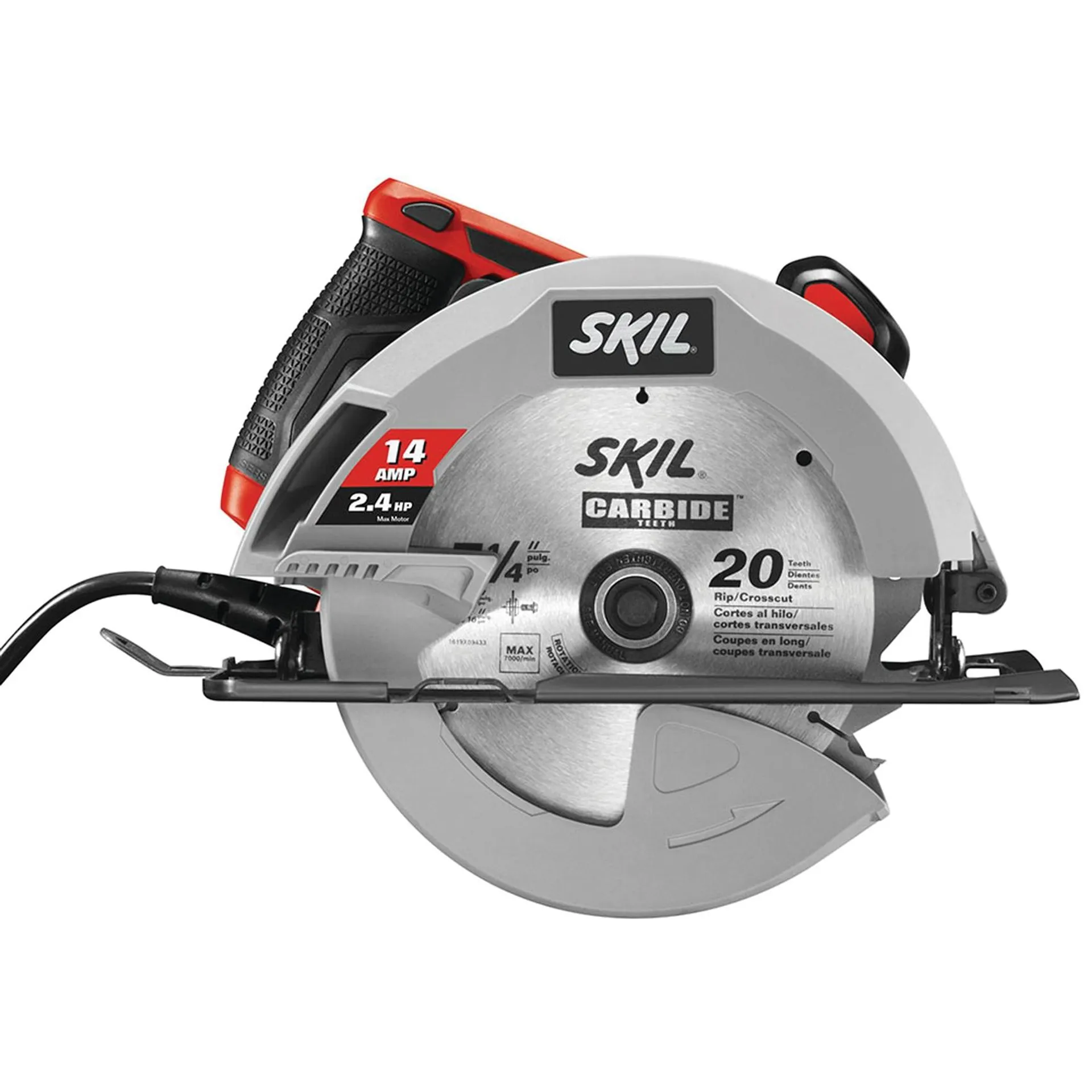 5180-01 Circular Saw, 14 A, 7-1/4 in Dia Blade, 5/8 in Arbor, 1.93 in at 45 deg, 2.43 in at 90 deg D Cutting