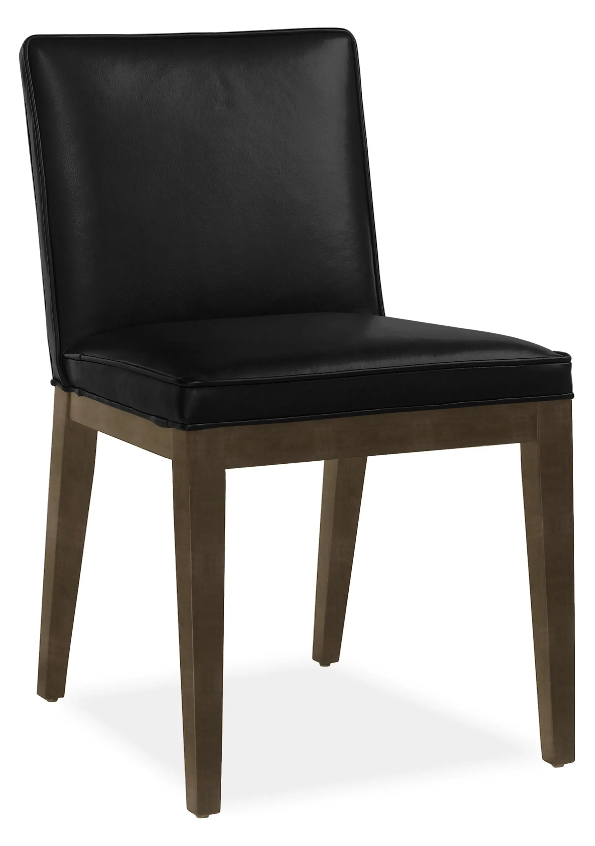 Ansel Side Chair in Urbino Black Leather with Charcoal Legs