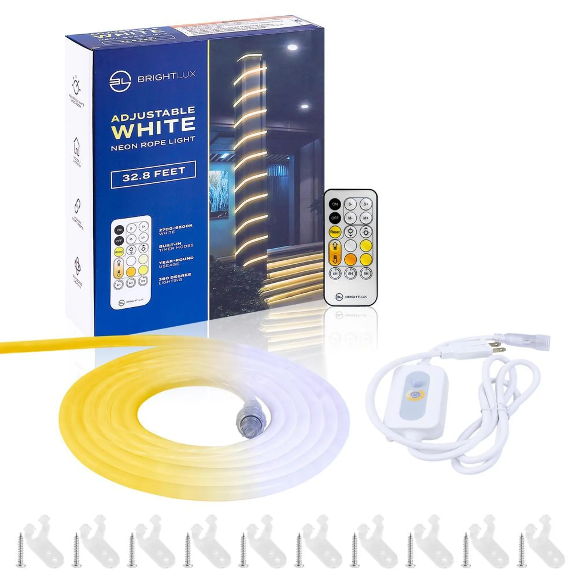 BrightLux 32' Adjustable White LED Indoor/Outdoor Rope Light