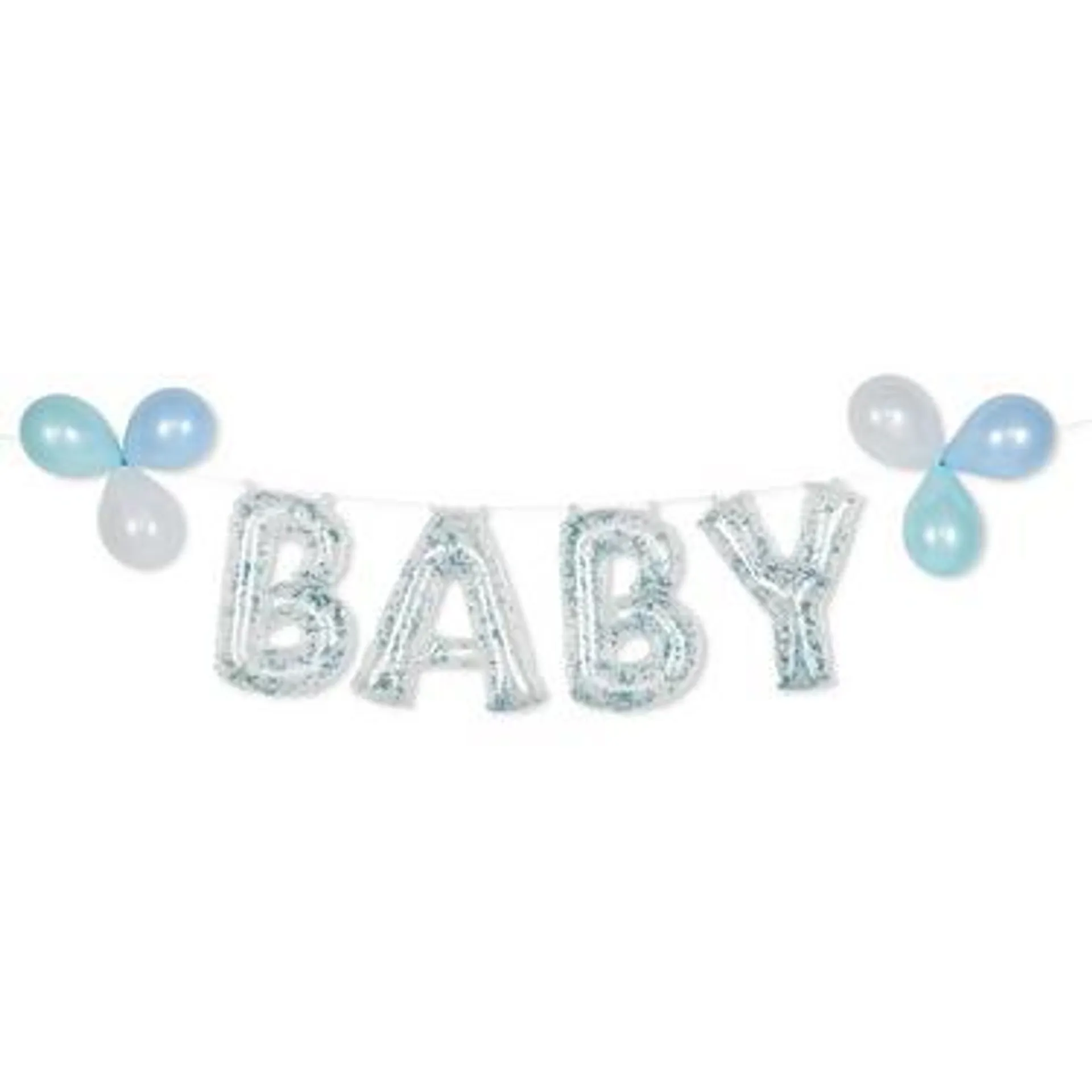 Air-Filled Baby Blue Confetti Balloon Phrase Banner, 16in Letters