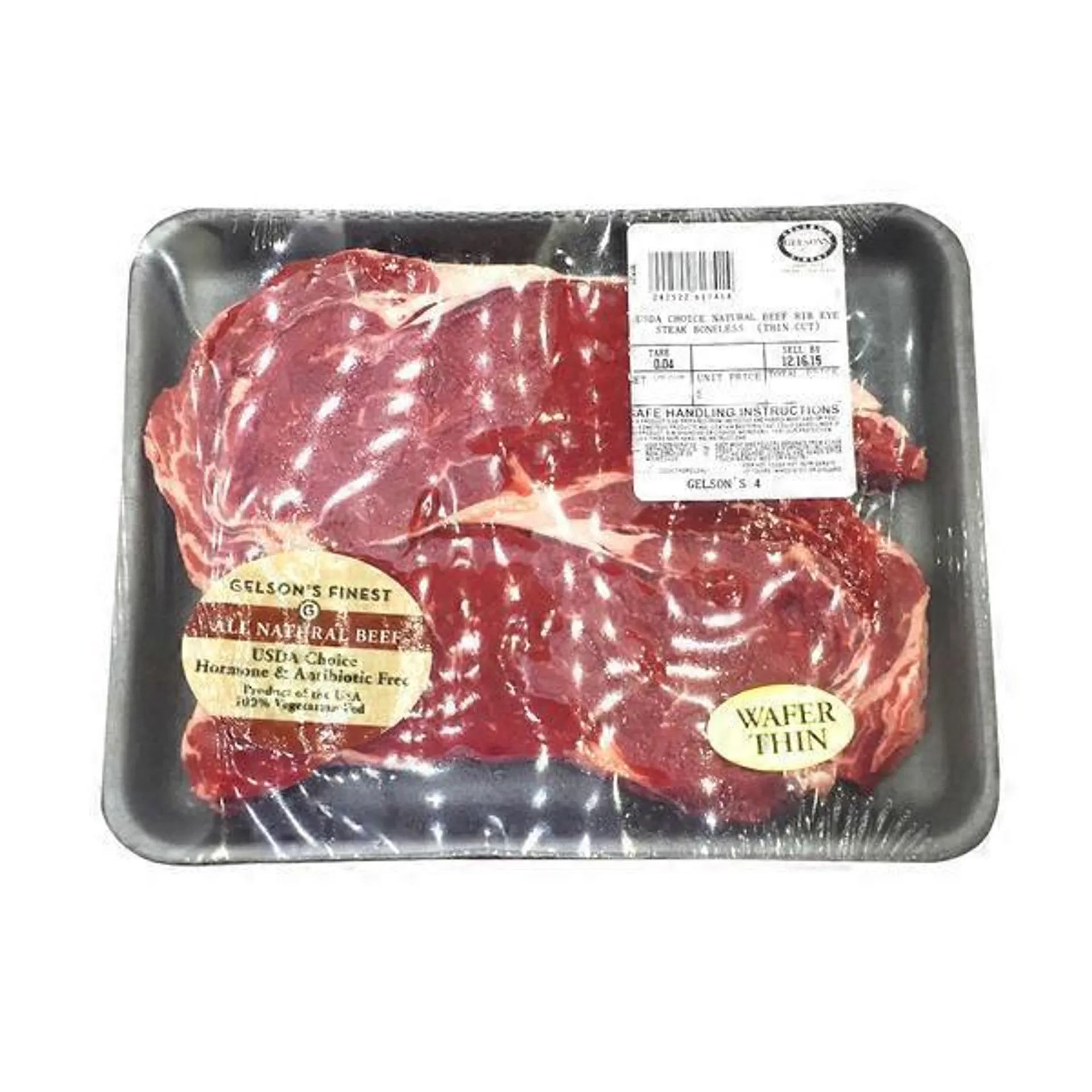 Gelson's USDA Choice Boneless Beef Rib Eye Steak (Thin Cut)