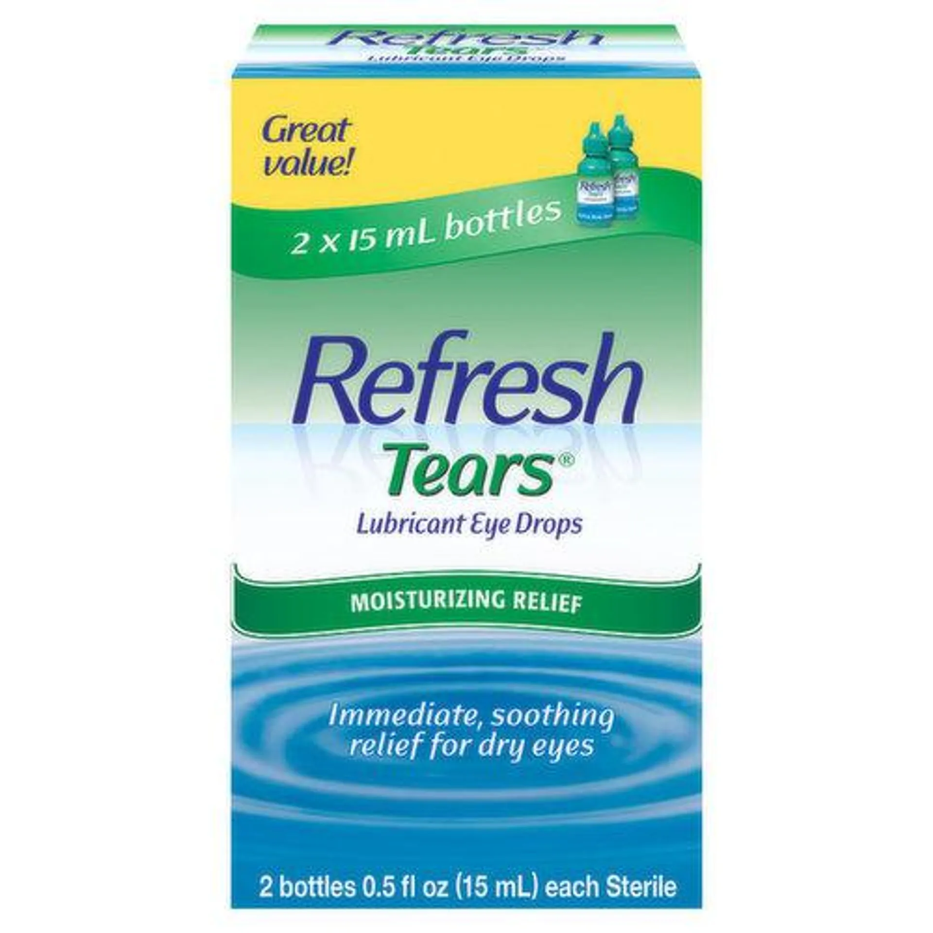Refresh Tears Lubricant Eye Drops, Moisturizing Relief, 2 Each