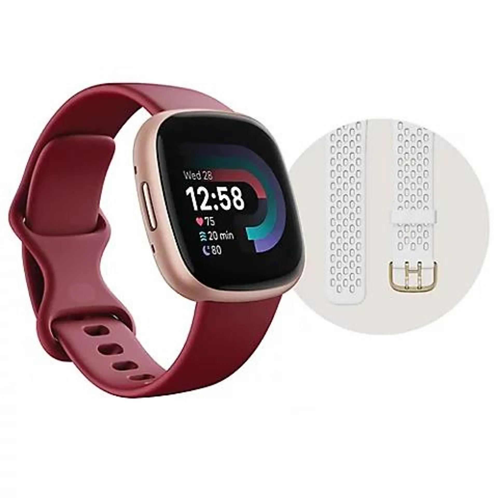 Fitbit Versa 4 Fitness Smartwatch Bundle - Beet Juice/Copper Rose