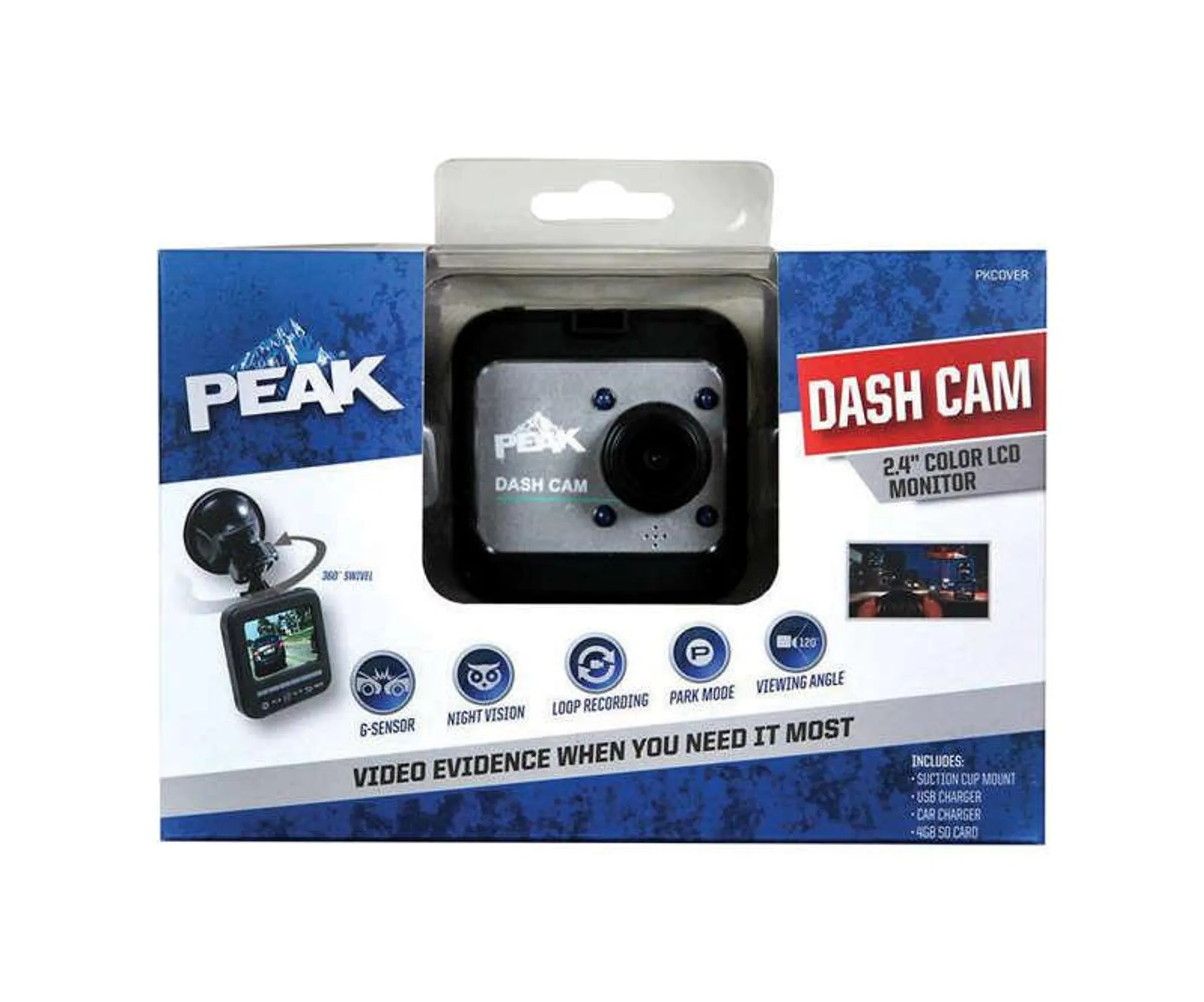 Peak 12 V Black Dash Security Camera System For Universal 1 pk