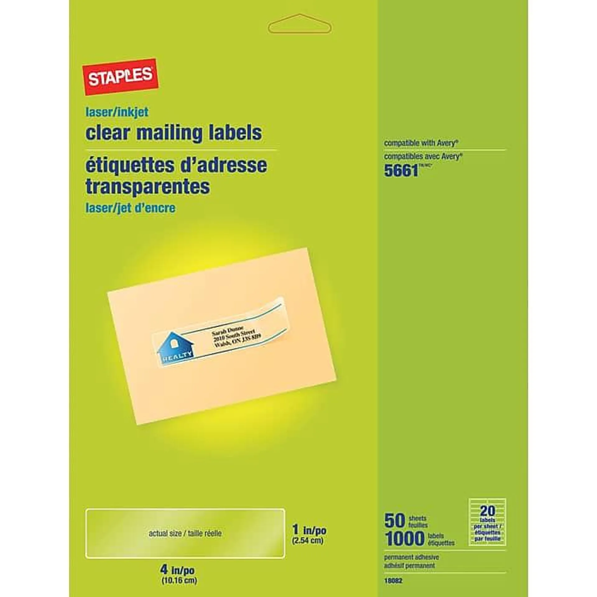 Staples Laser/Inkjet Address Labels,