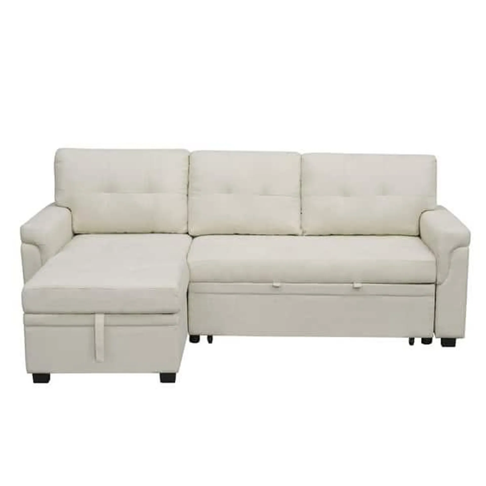 Perry Modern Reversible Sectional Sofa with Storage Chaise, Pullout Sleeper Sofa Couch Bed for Living Room