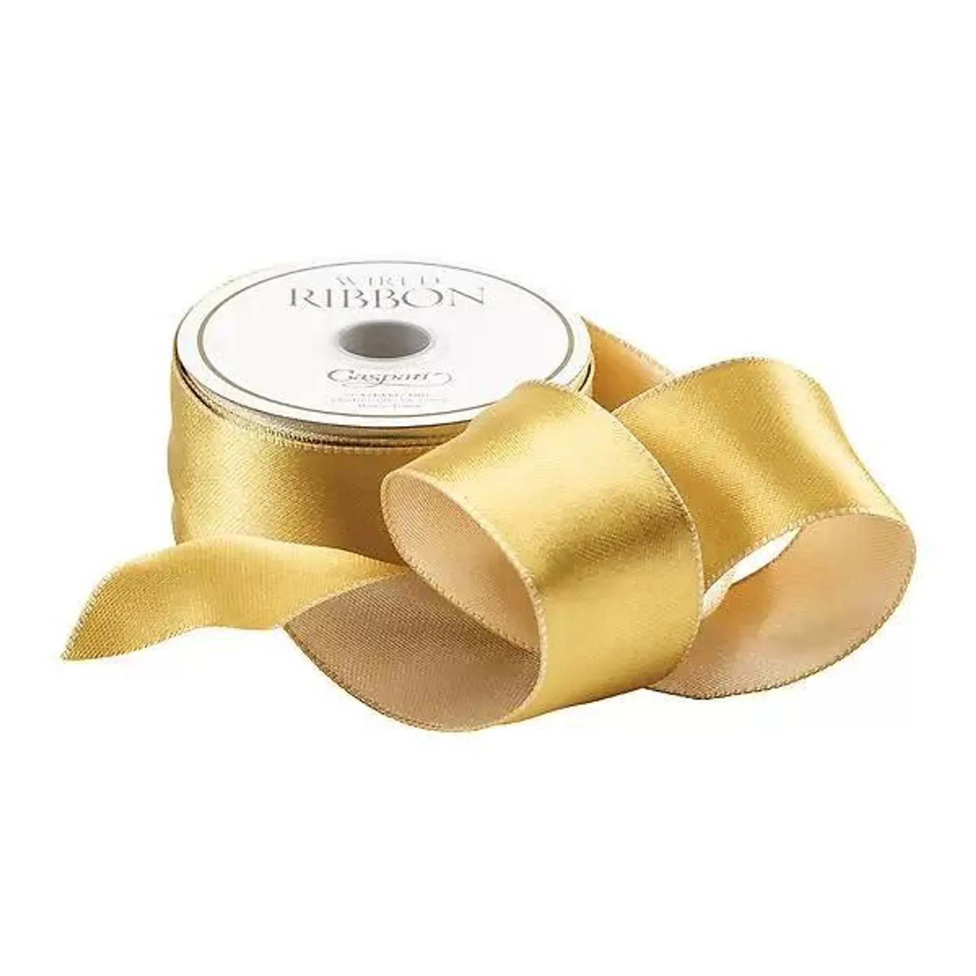 Caspari Ribbon Wired Satin Reversible Gold/Ivory