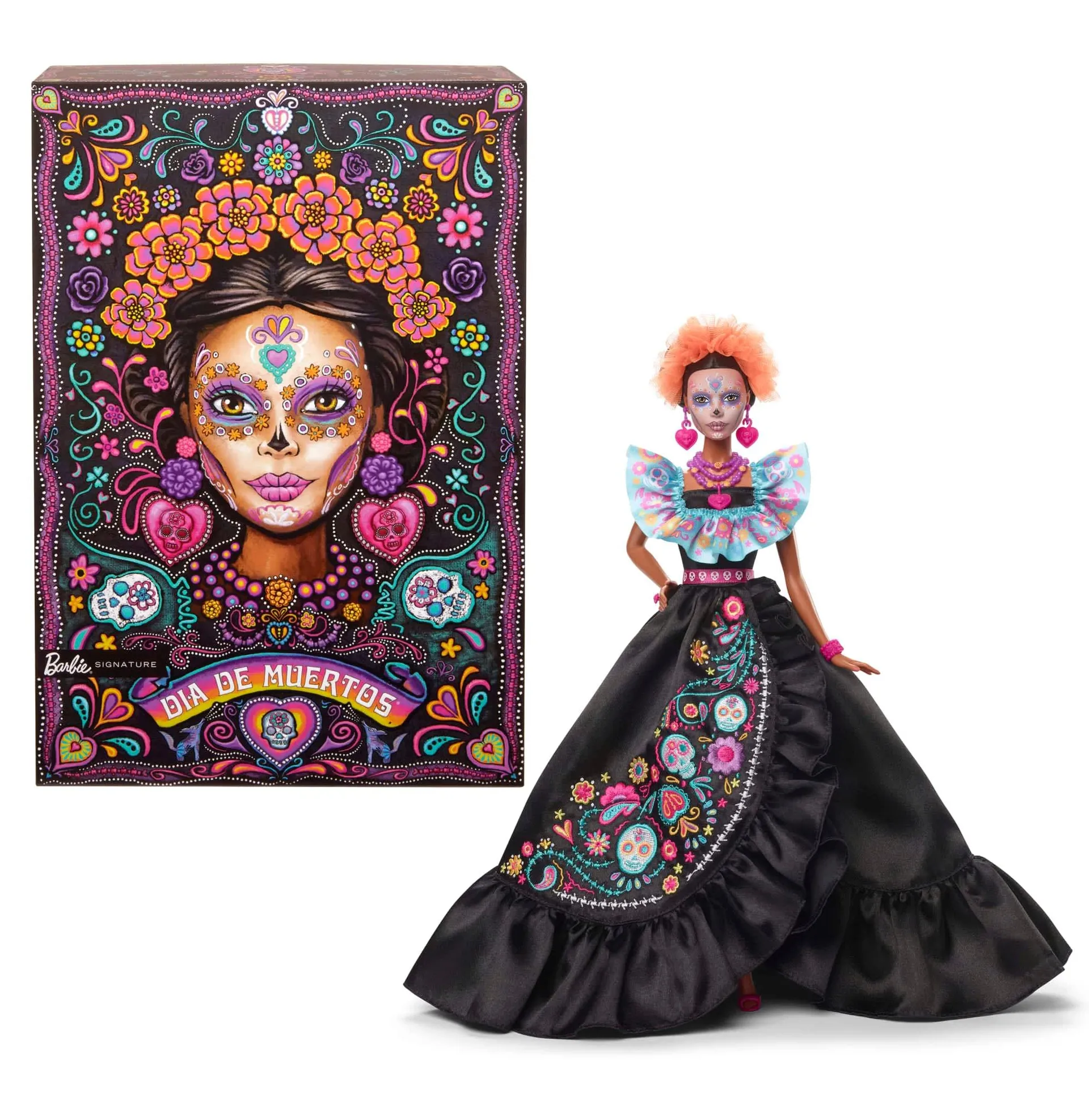 Barbie Signature Día De Muertos 2024 Collectible Doll in Ruffled Black Gown