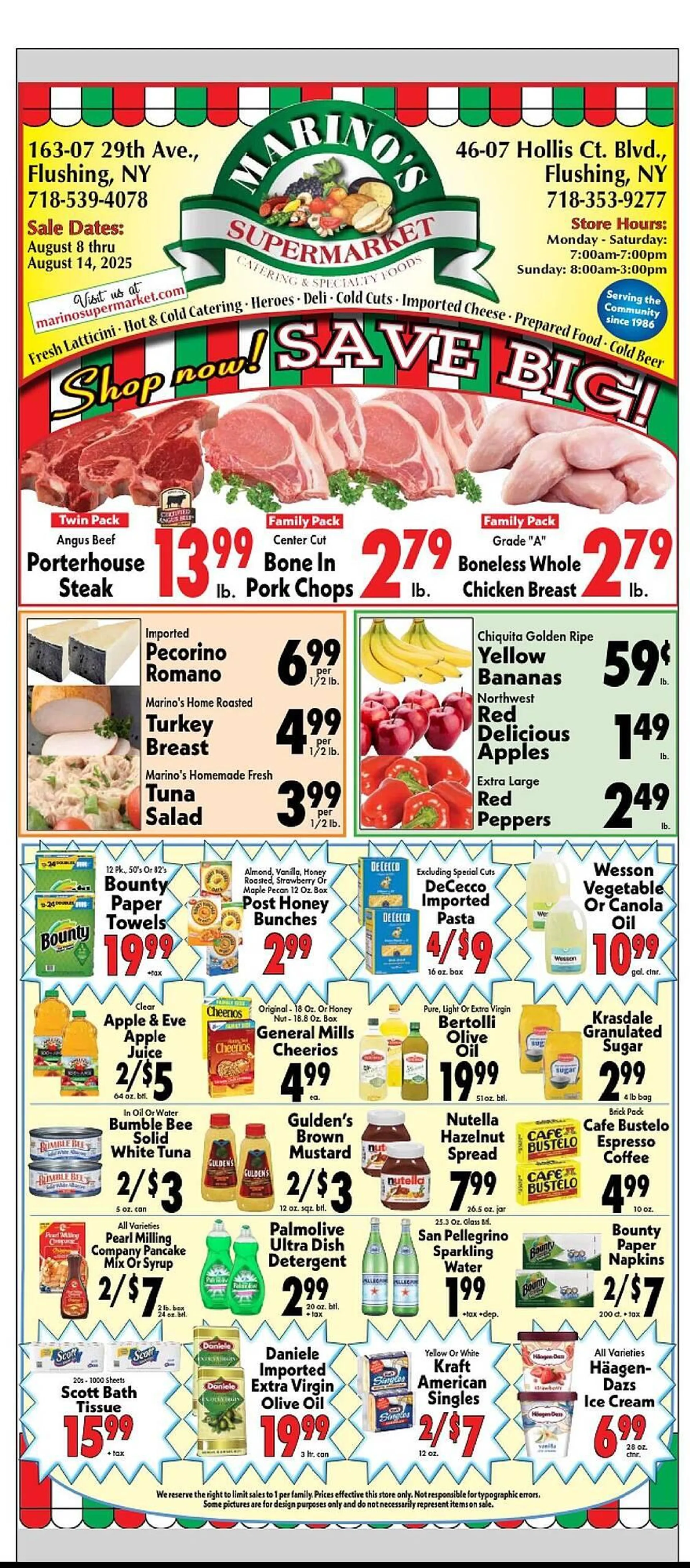 Weekly ad Marino's Supermarket Weekly Ad from August 8 to August 14 2025 - Page 1