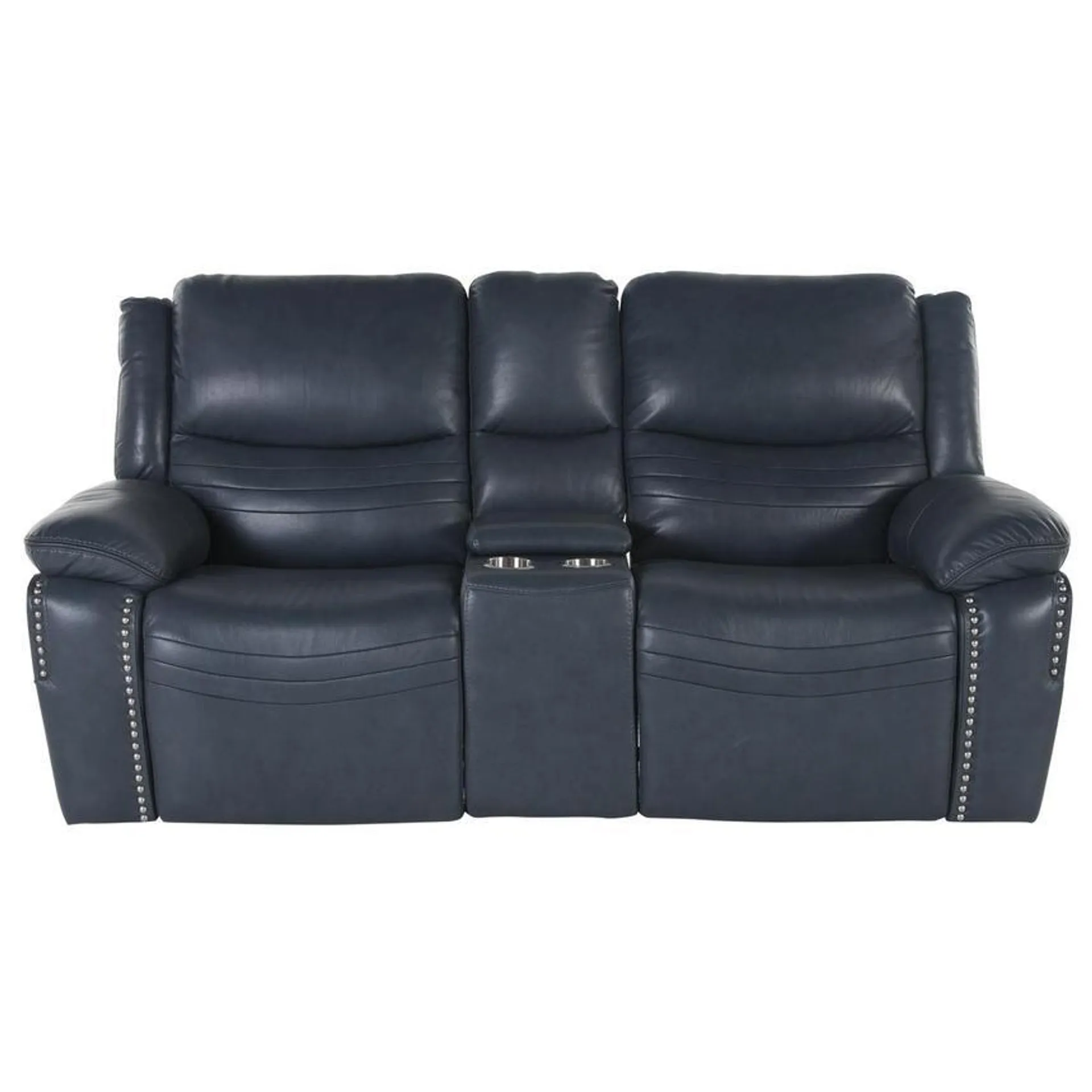 Onyx Leather Power Reclining Sofa w/Console