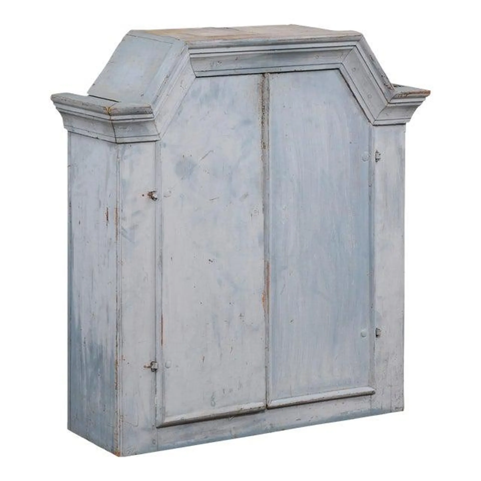 Swedish Rococo Style 19th Century Grey Painted Wall Cabinet with Distressing