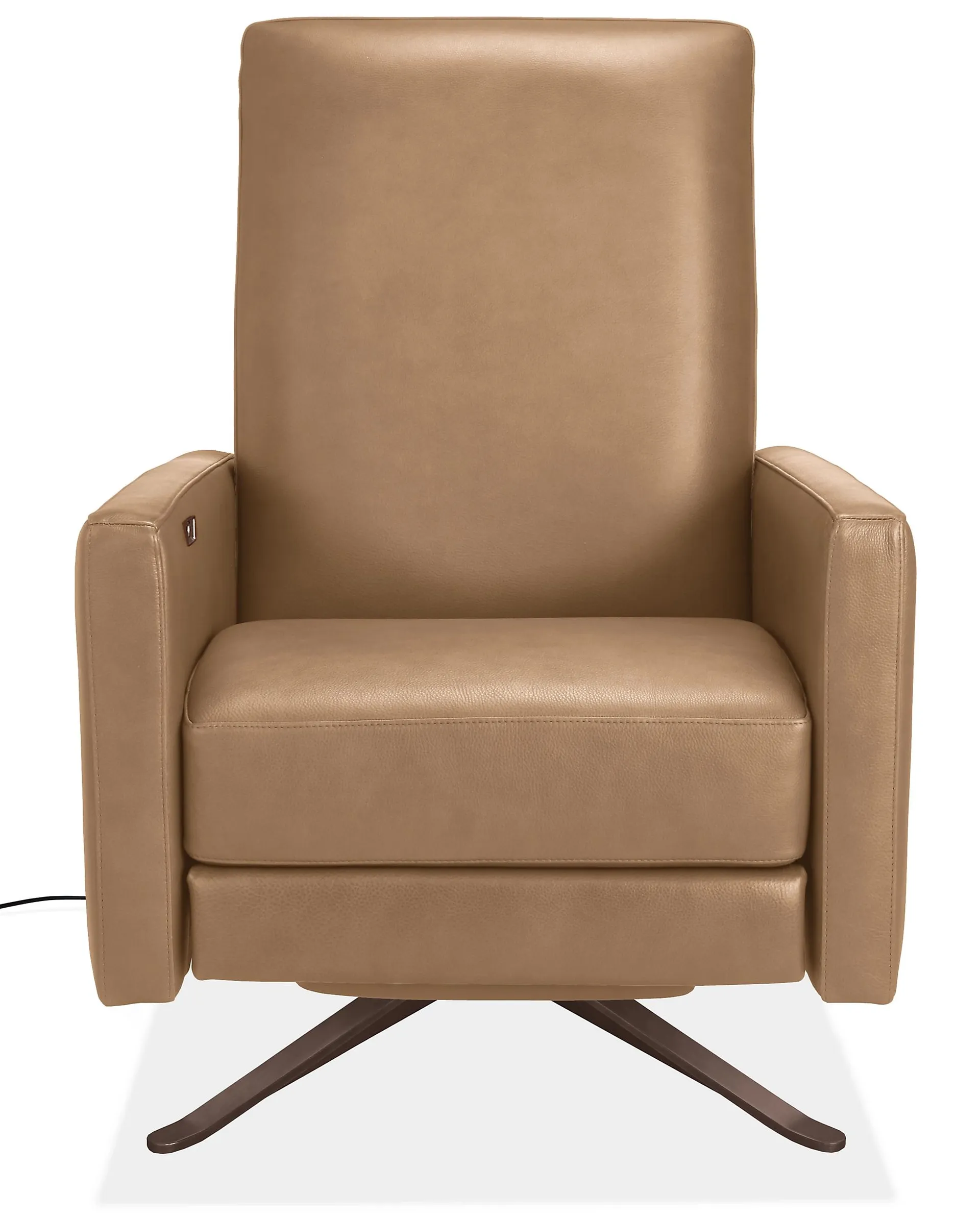 Arlo Power Recliner Thin-Arm in Urbino Taupe Leather w/Burnished Bronze