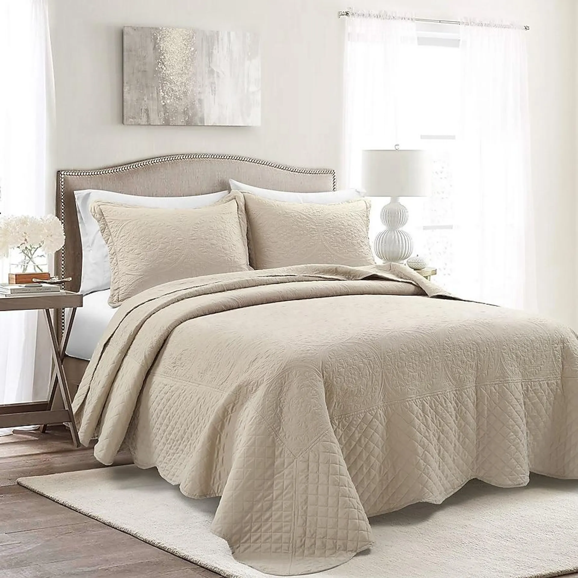 Lush Decor neutral Medallion Queen Bedspread