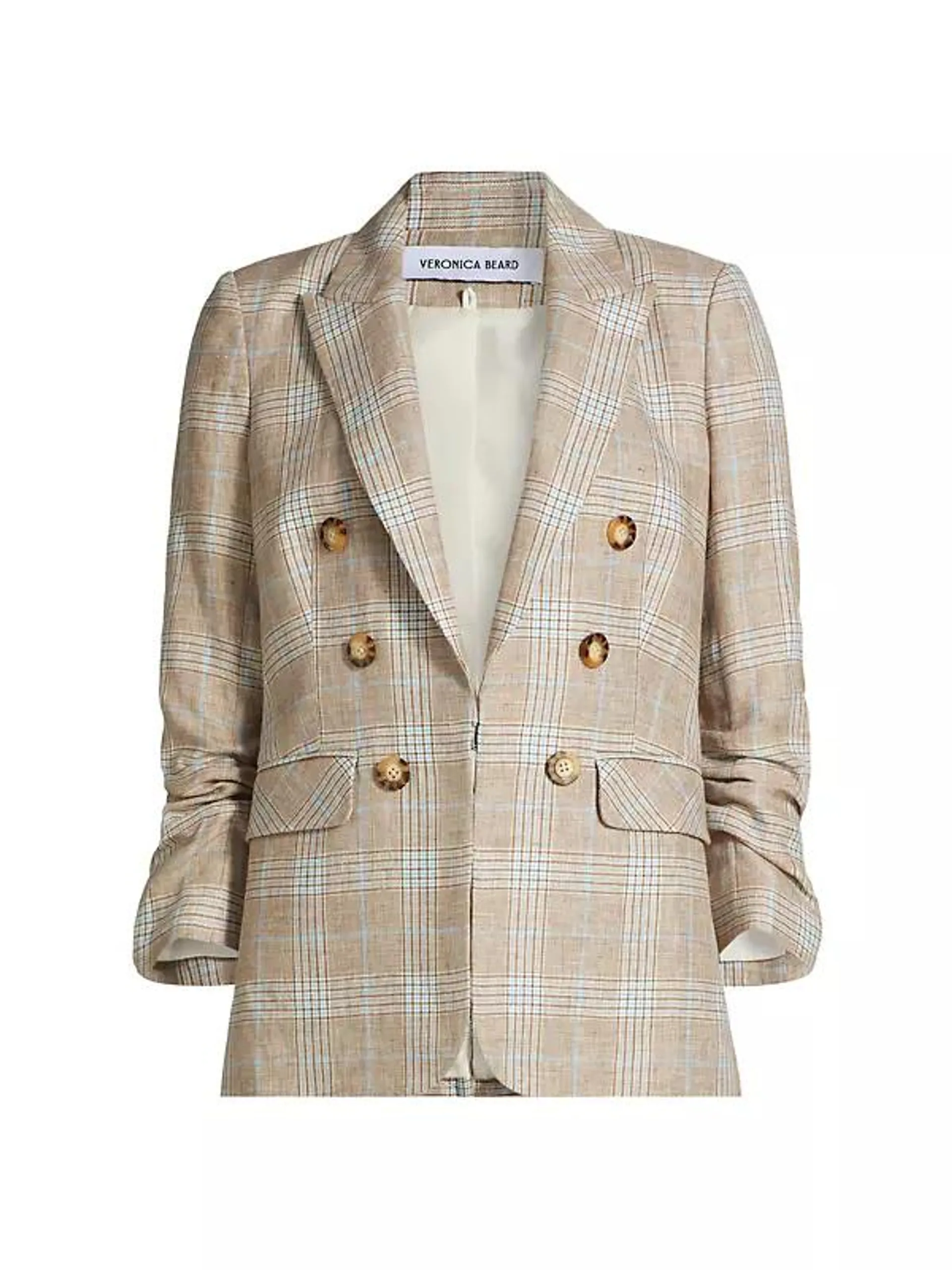 Beacon Dickey Glen-Check Linen Blazer