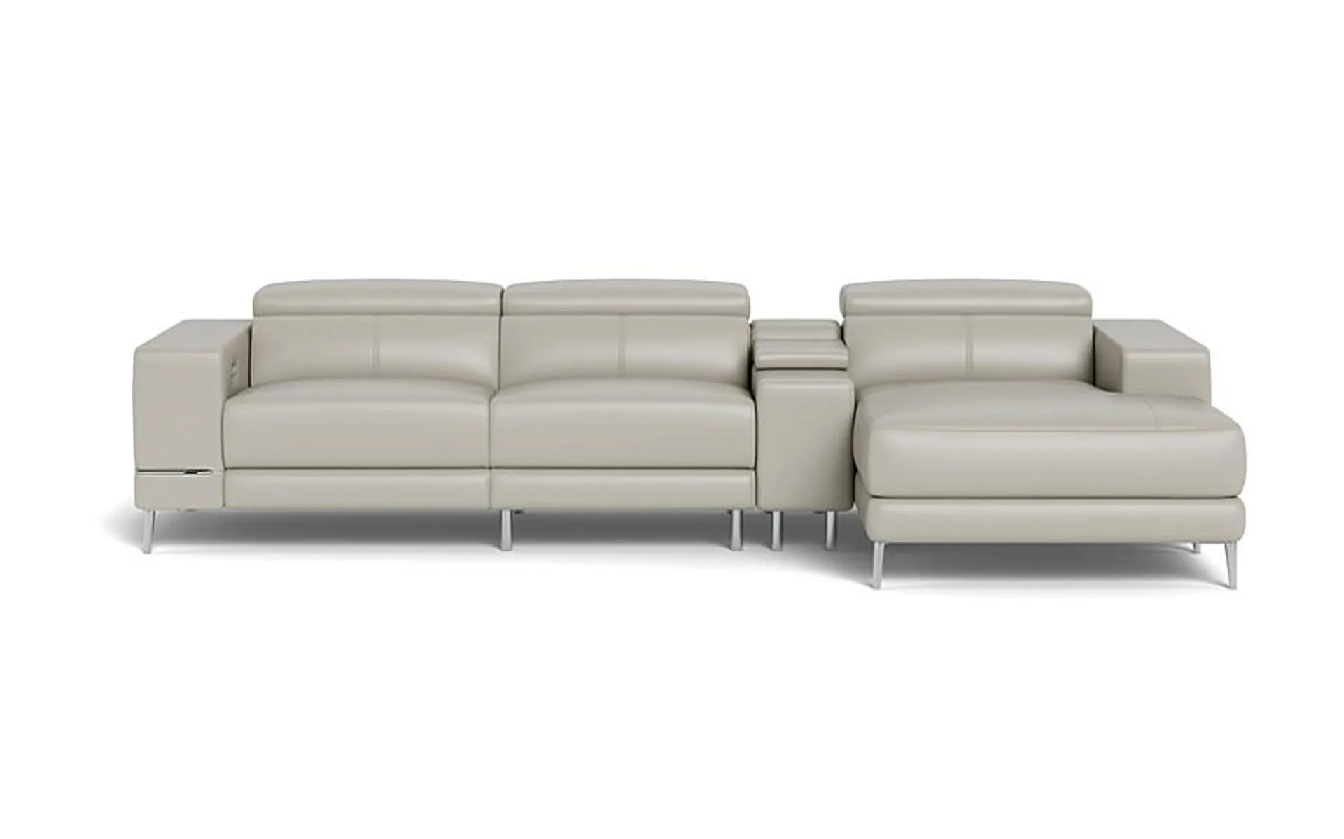 Bergamo Power Motion Right Sectional Sofa Light Gray