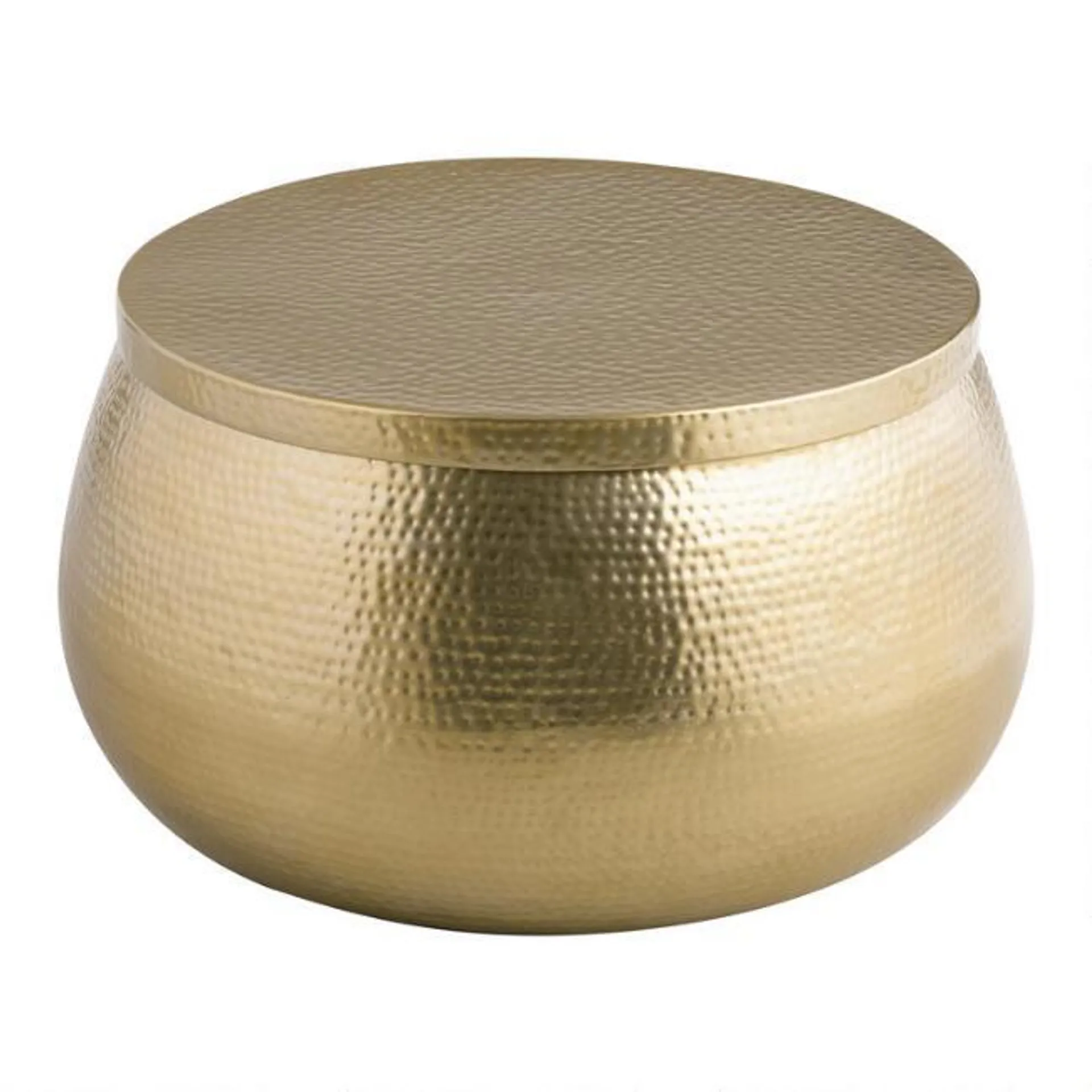 Cala Round Gold Hammered Metal Storage Coffee Table