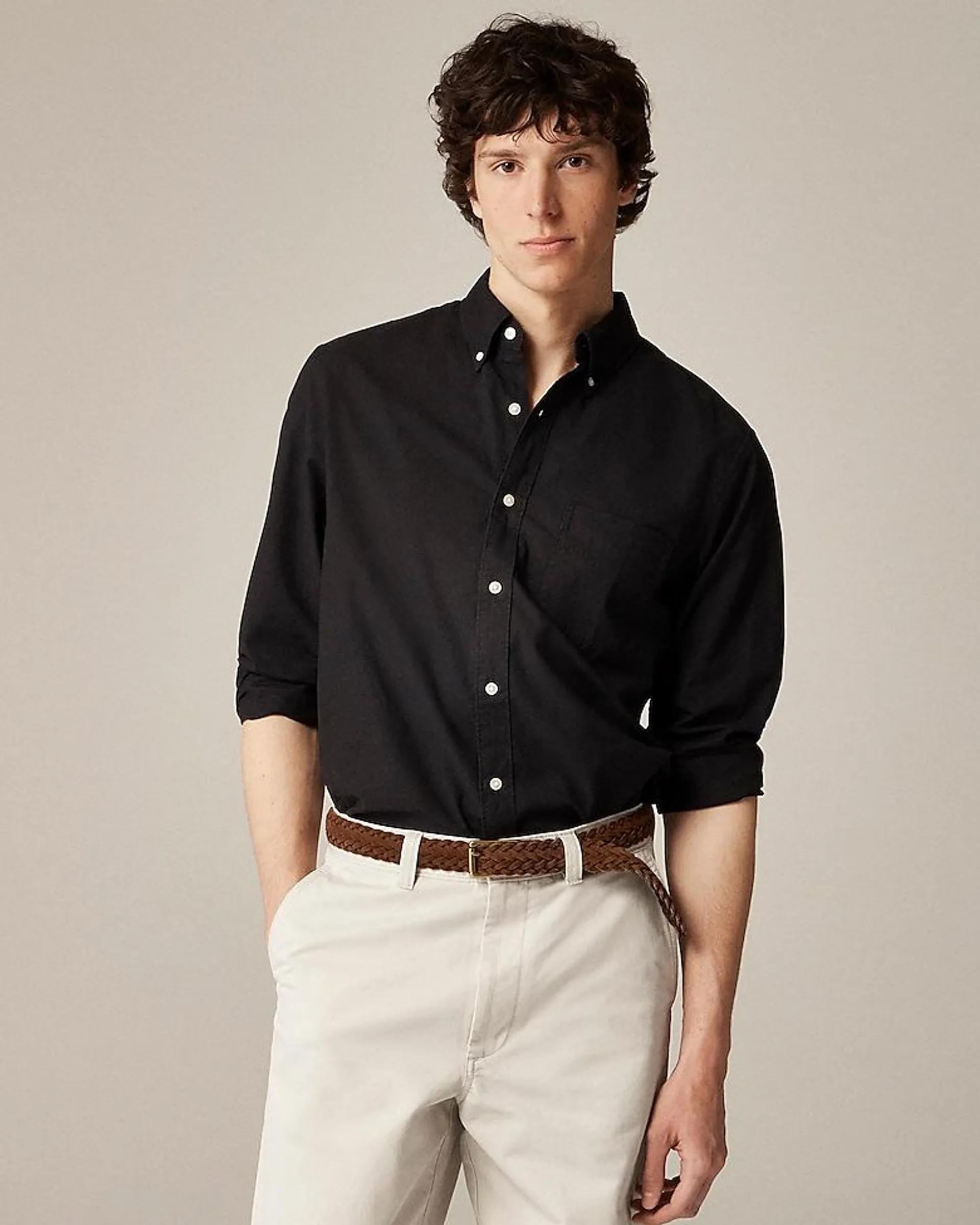 Broken-in garment-dyed organic cotton oxford shirt