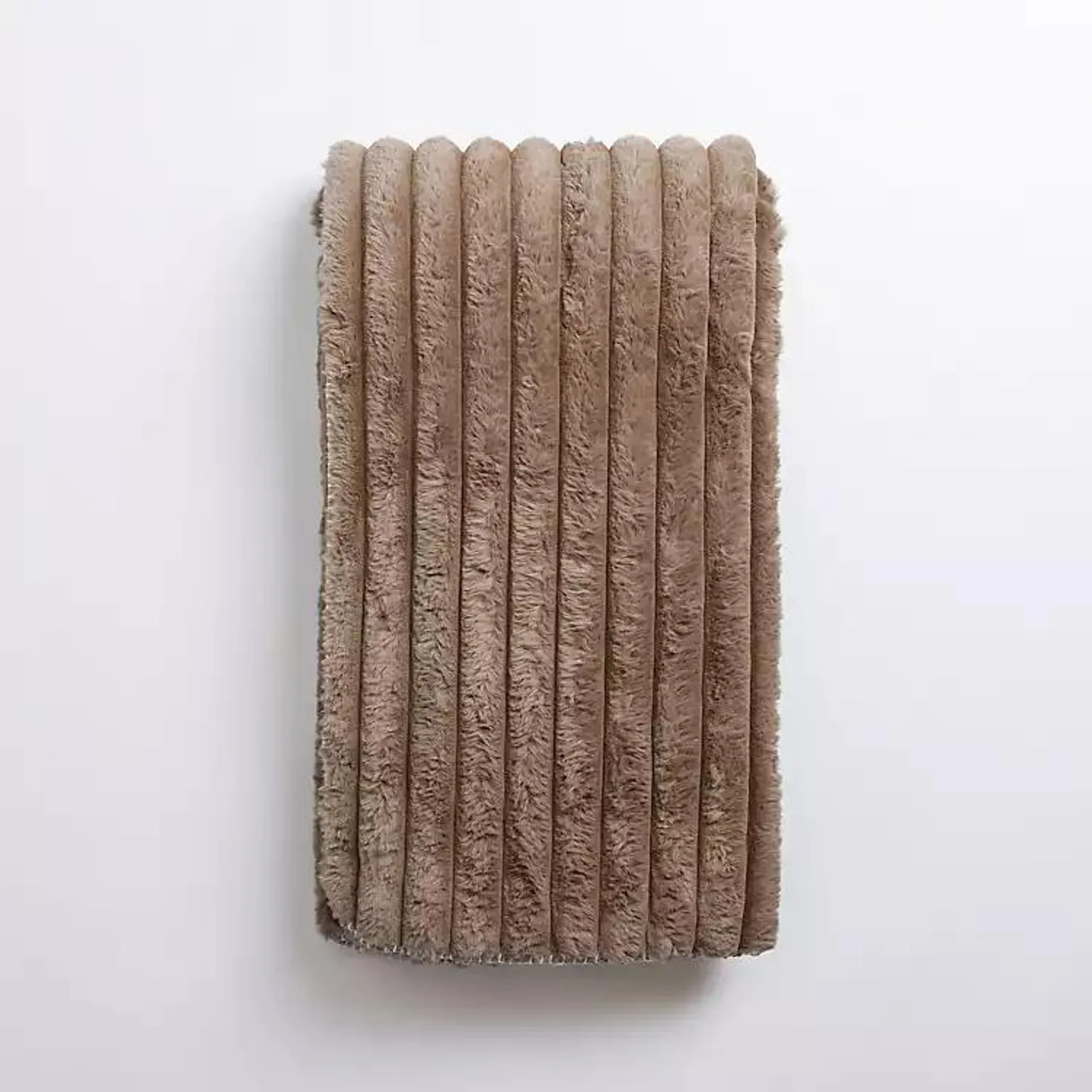 Taupe Ribbed Sherpa Throw