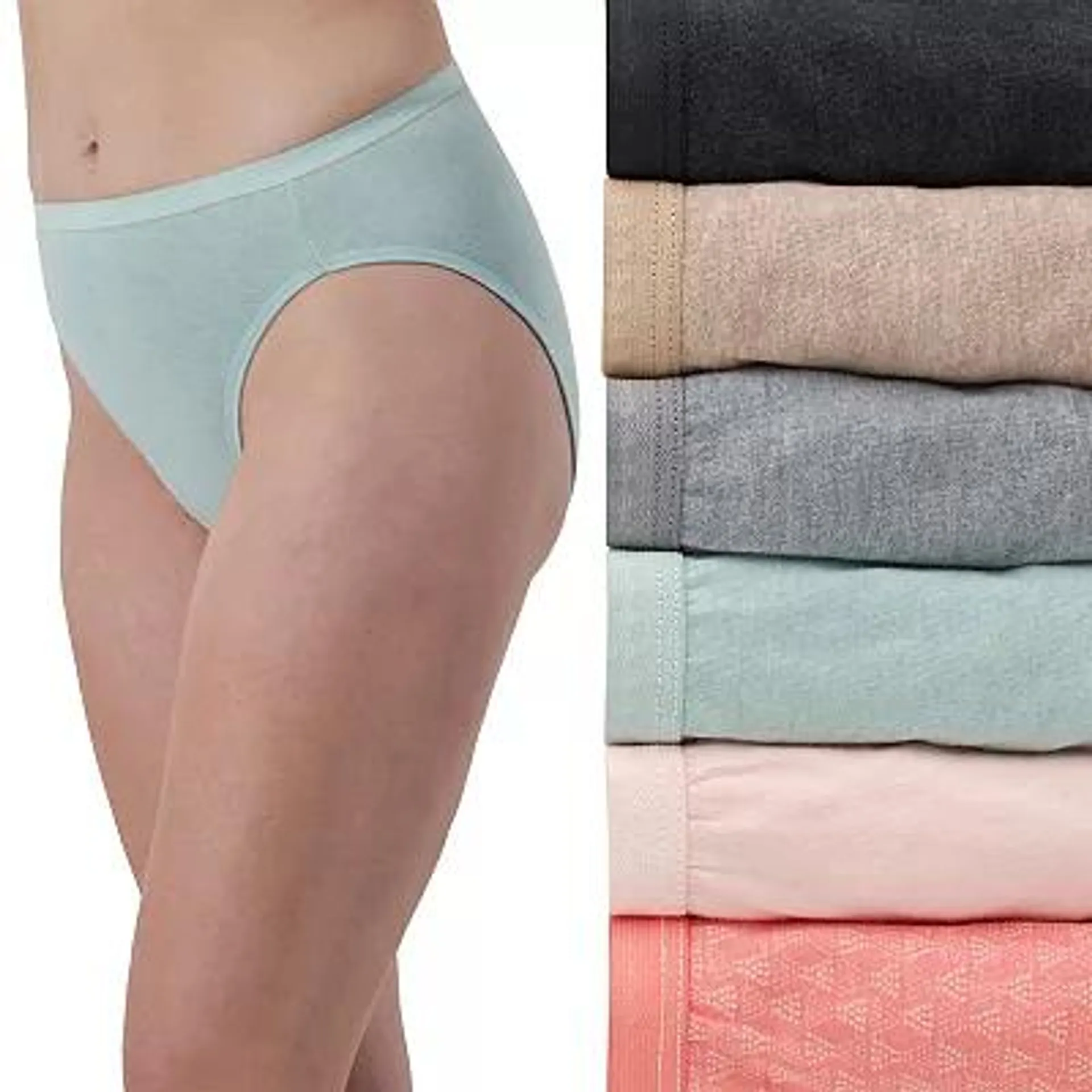 Women’s Hanes® Ultimate® 6-Pack Cotton Hi-Cut Brief Underwear 43H6CC