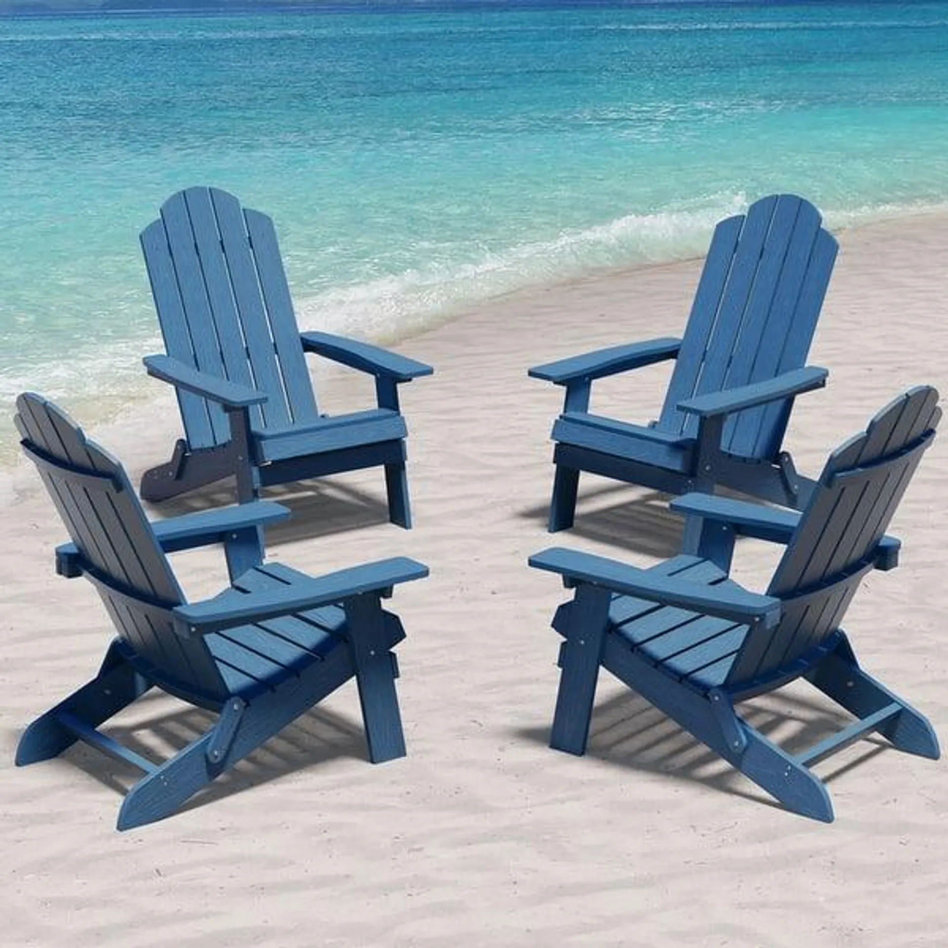 WINSOON All Weather HIPS Outdoor Folding Adirondack Chairs Outdoor Chairs Set of 4