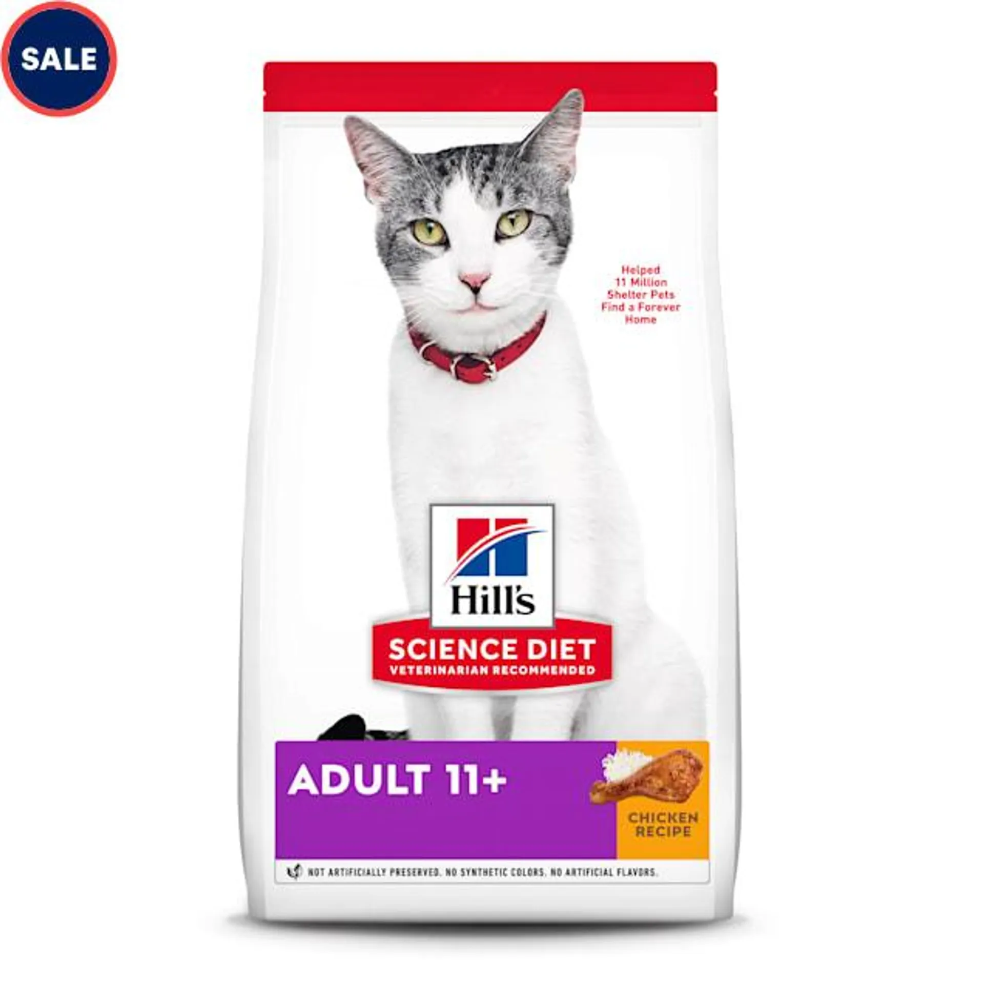 Hill's Science Diet Senior 11+ Chicken Recipe Dry Cat Food, 15.5 lbs.