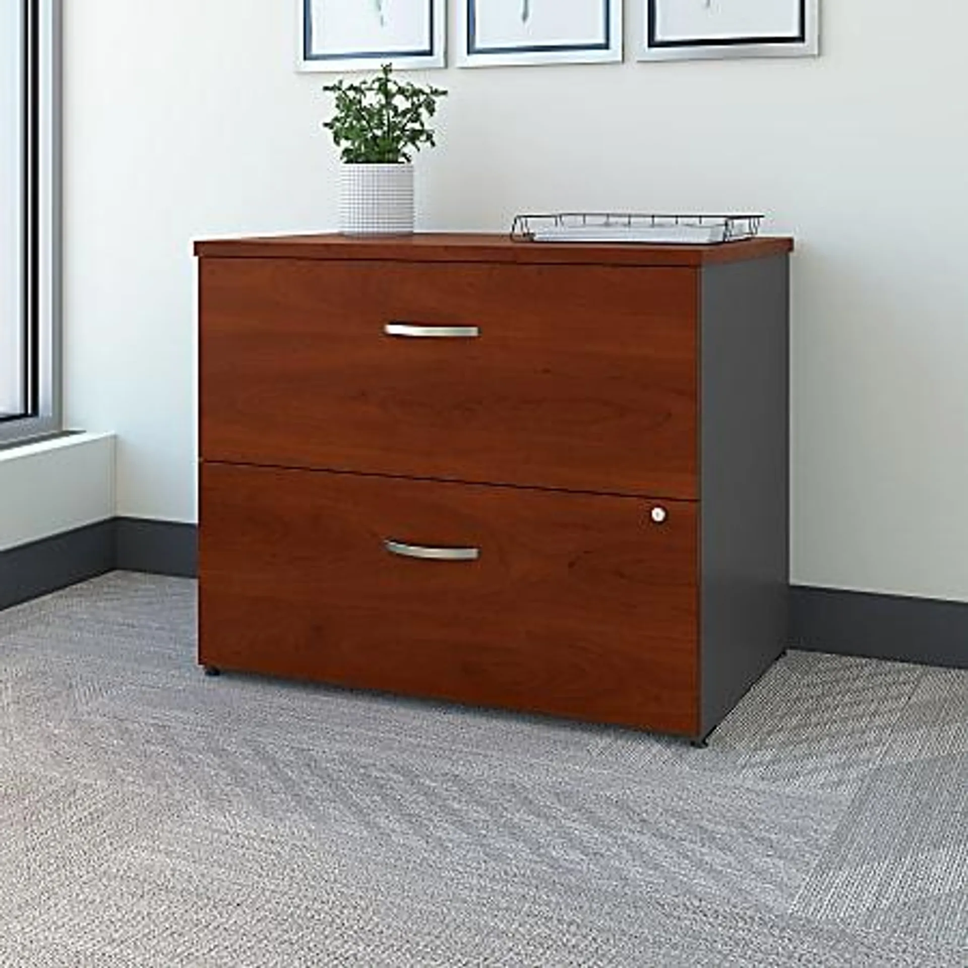 Bush Business Furniture Components 35-2/3"W x 23-3/10"D Lateral 2-Drawer File Cabinet, Hansen Cherry/Graphite Gray, Standard Delivery