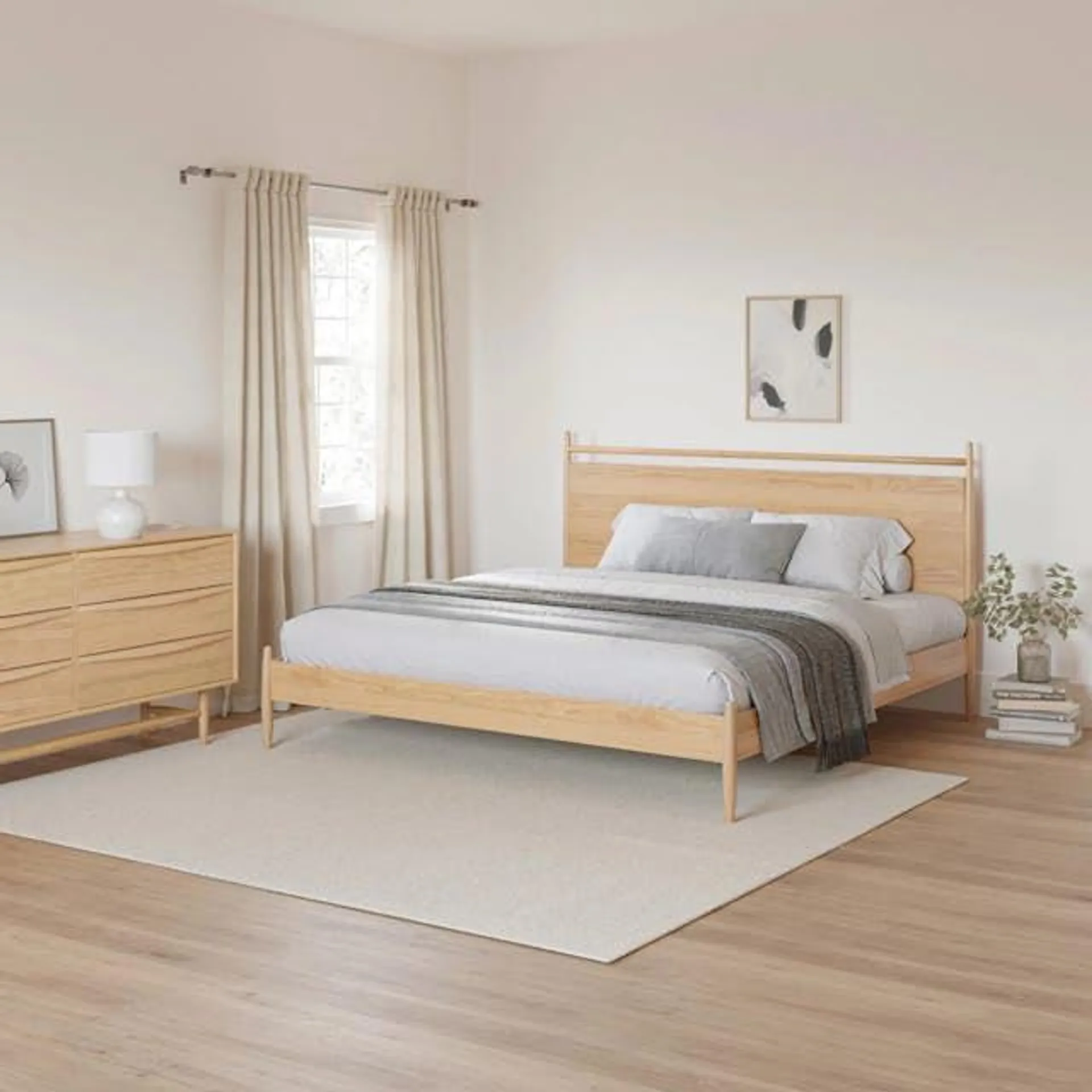 Lenia King Panel Bed - White