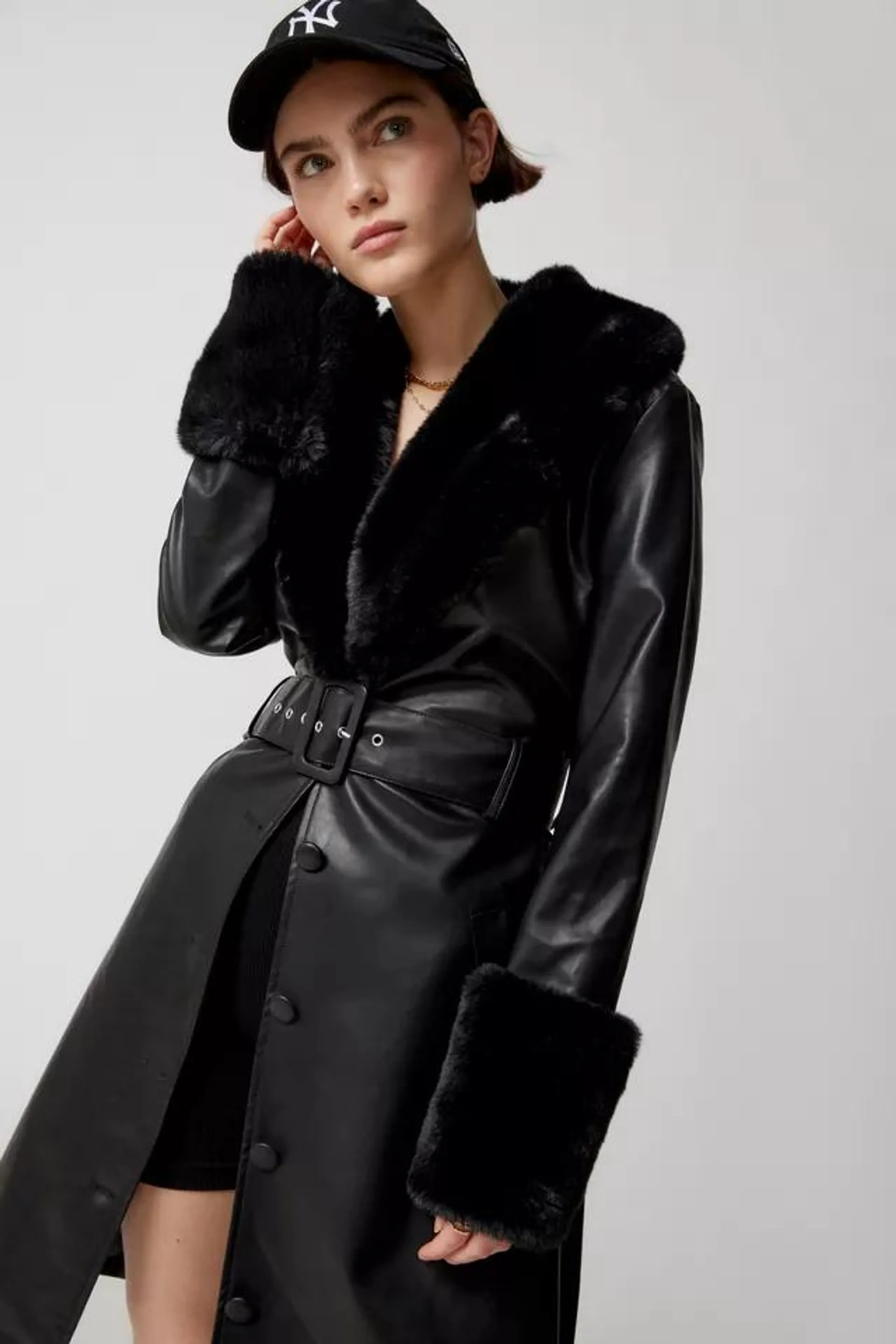 Lioness Brooklyn Faux Leather Longline Coat