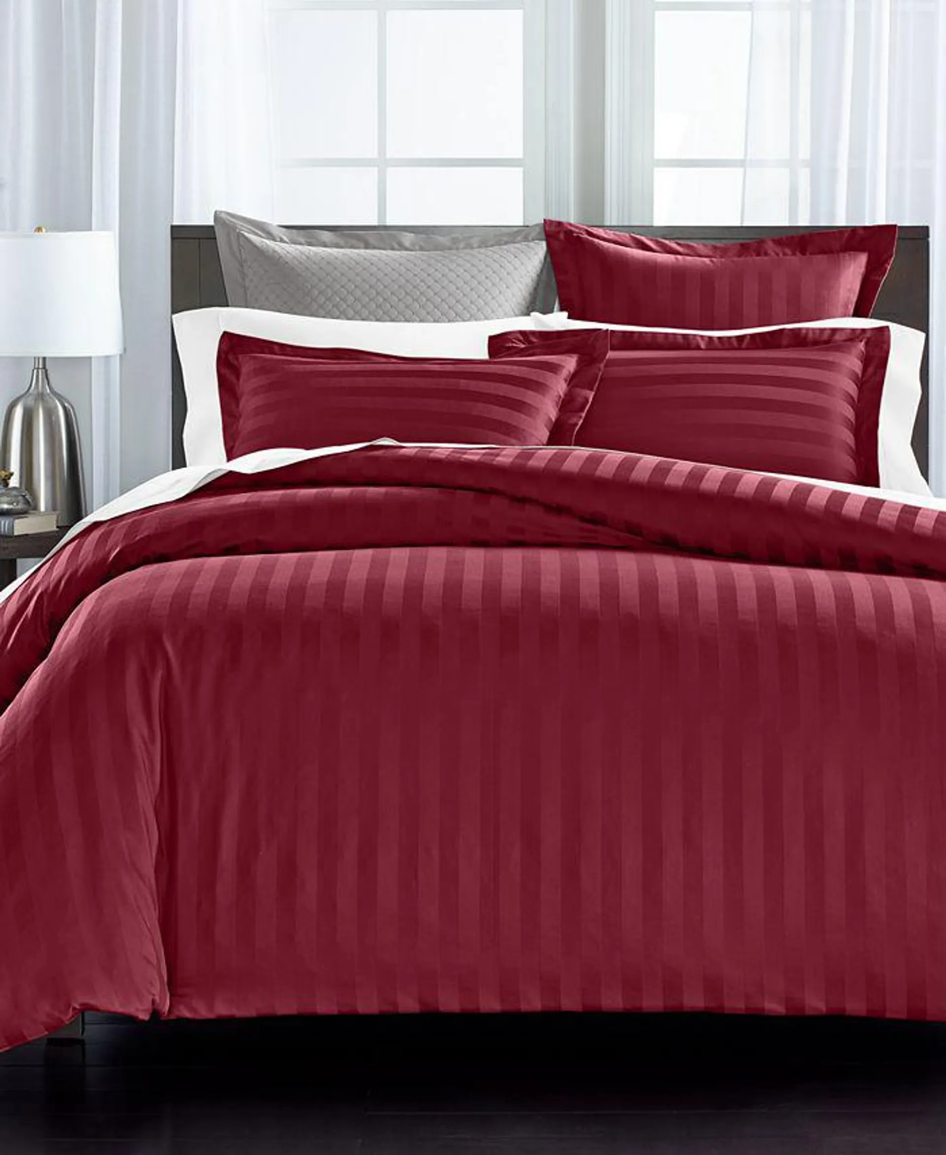 CLOSEOUT! 1.5" Stripe 550 Thread Count 100% Cotton 2-Pc. Duvet Cover Set, Twin, Created for Macy's