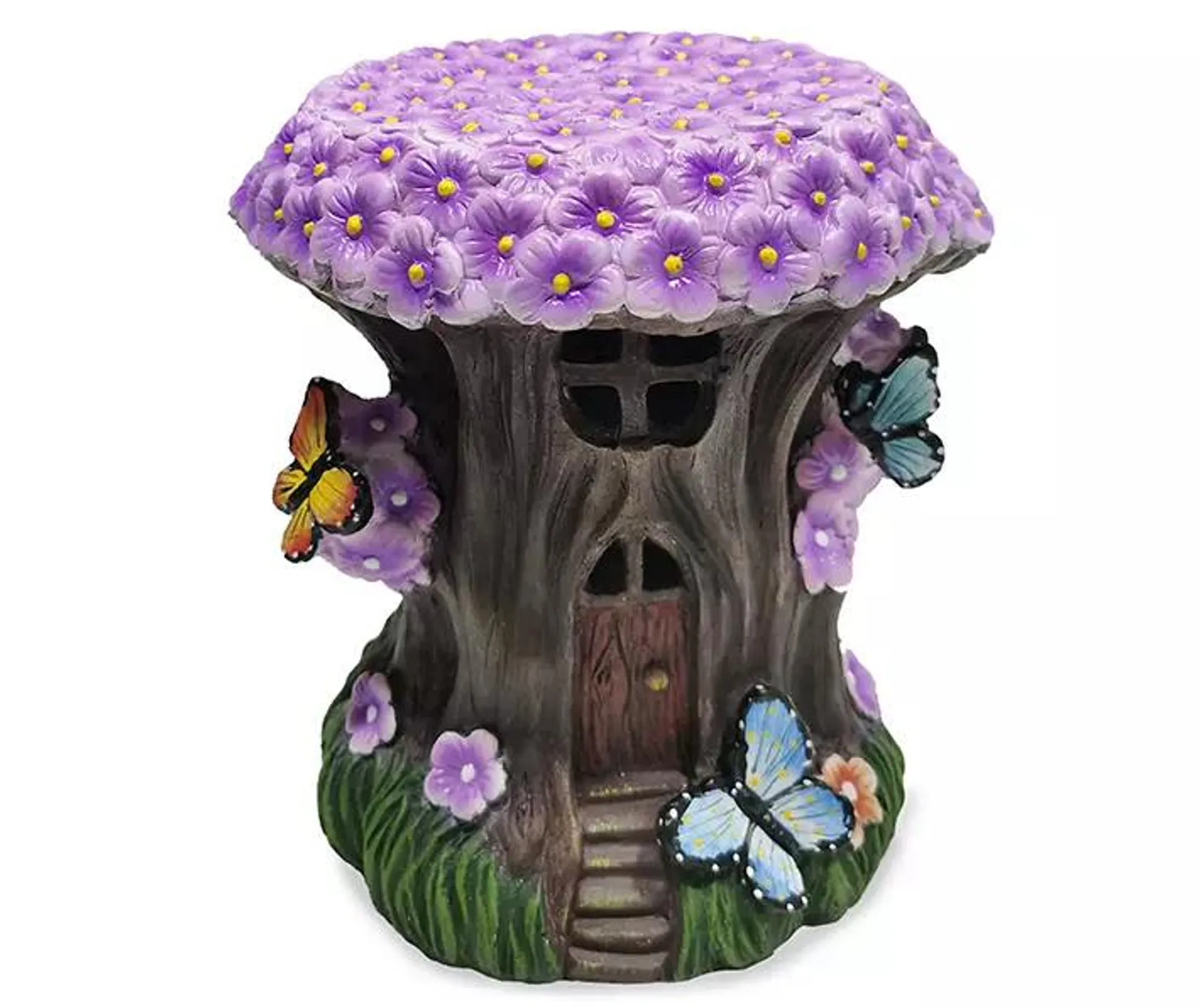 11.22" Purple Flower Tree LED Solar Garden Table