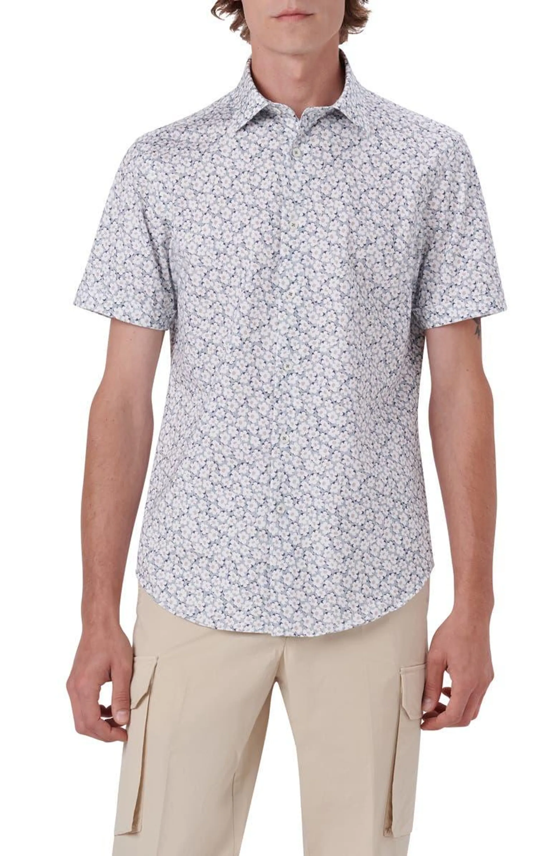 Miles OoohCotton ® Floral Short Sleeve Button-Up Shirt