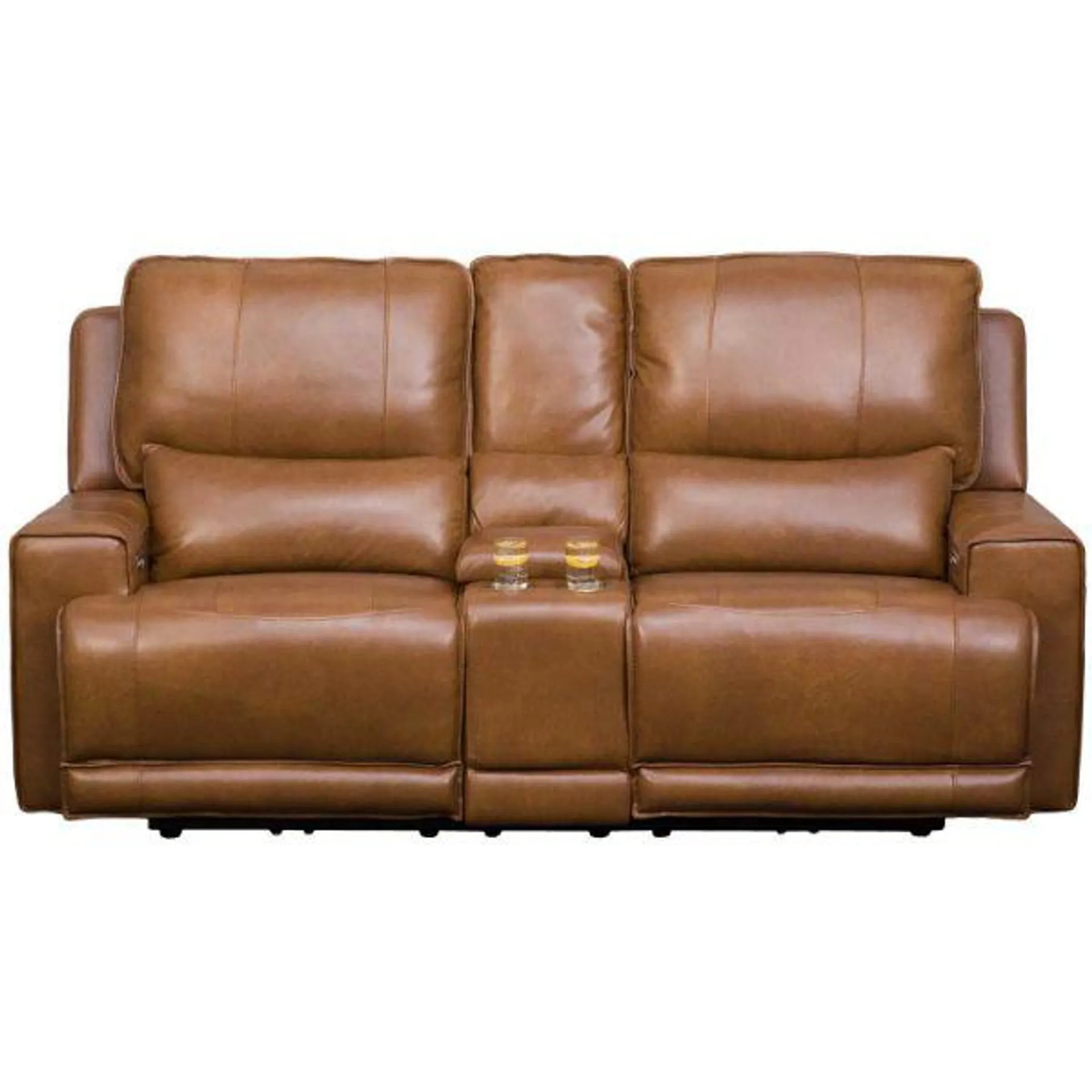 Rhen Leather Dual Power Reclining Console Loveseat