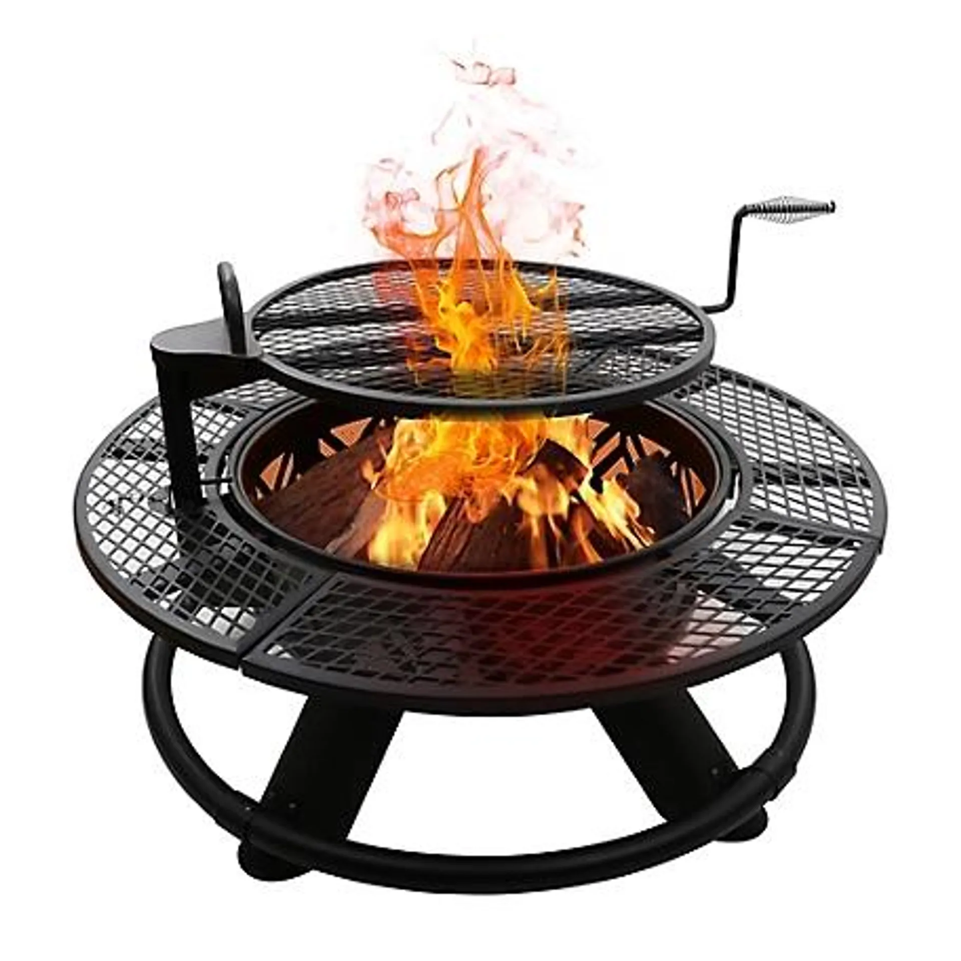 Red Mountain Valley 47 in. Wood-Burning Fire Pit with Adjustable BBQ Grate, Geometric