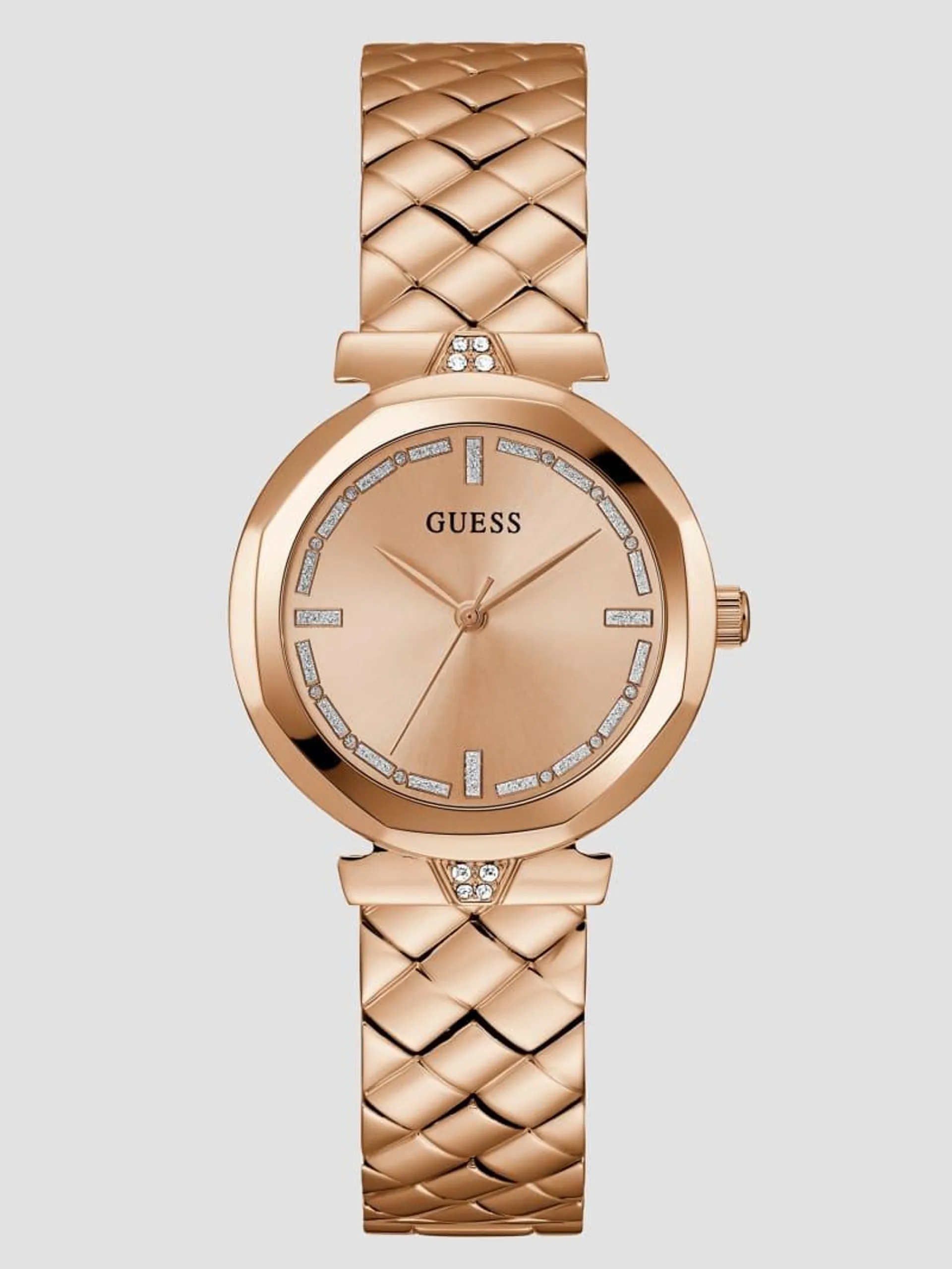 Rose Gold-Tone Glitter Analog Watch