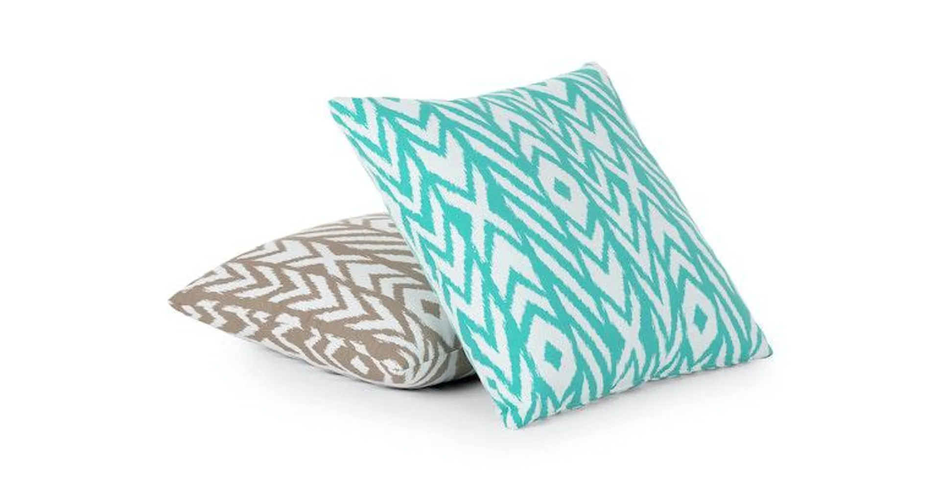 Sablon Milos Aqua and Sisal Beige Outdoor Pillow Set