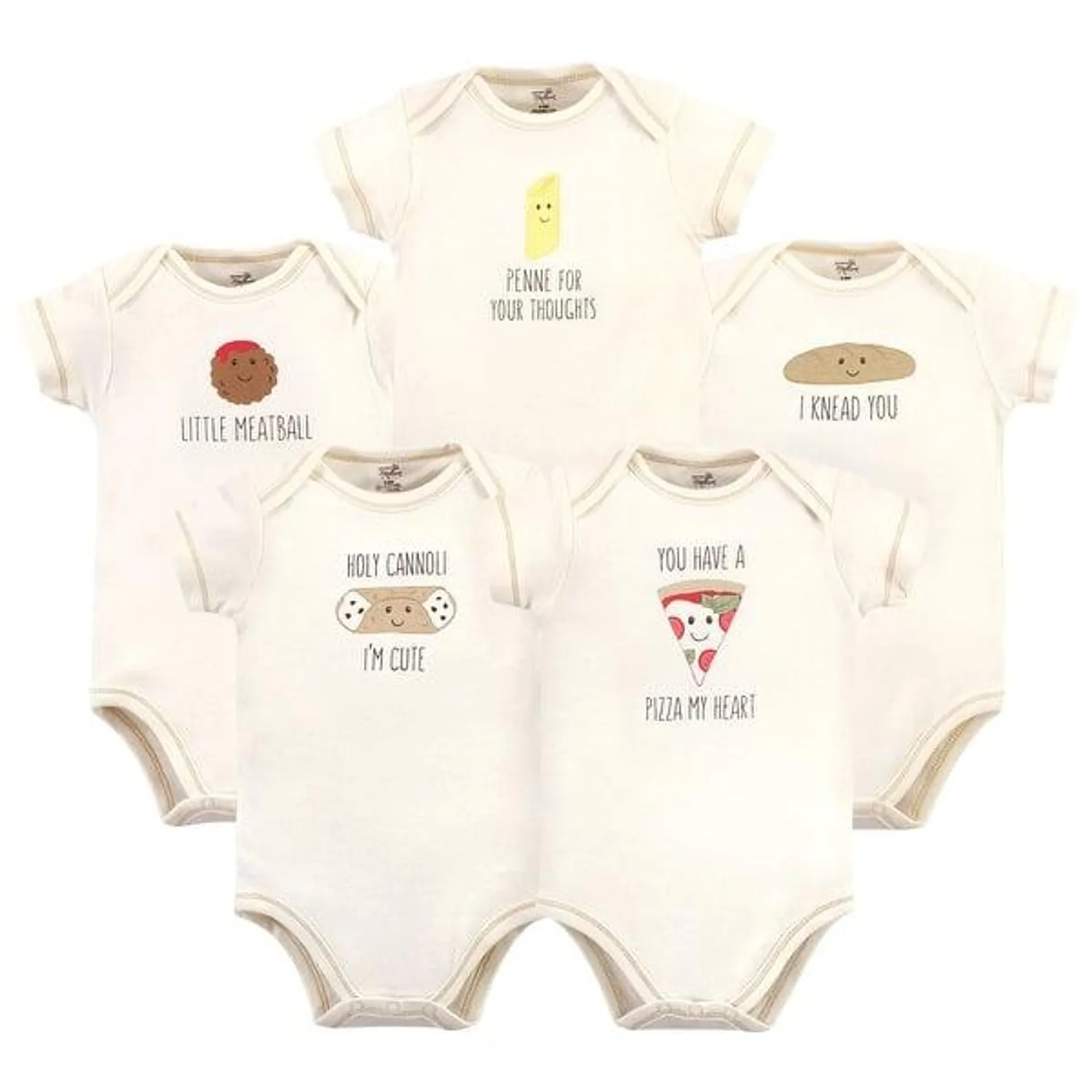 Touched by Nature Organic Cotton Bodysuits 5pk, Pizza