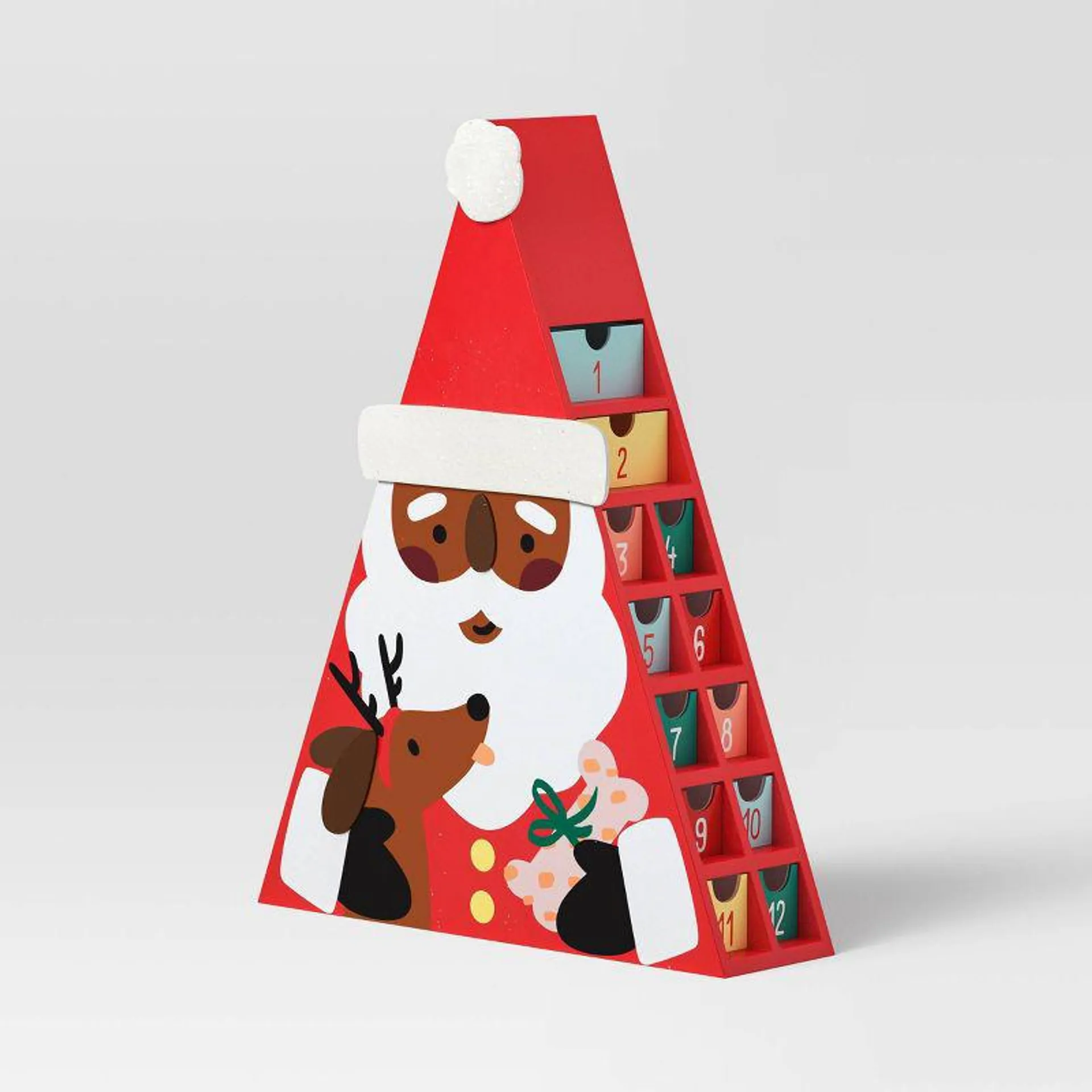 16" Wood Santa Christmas Countdown Sign Red/White - Wondershop™