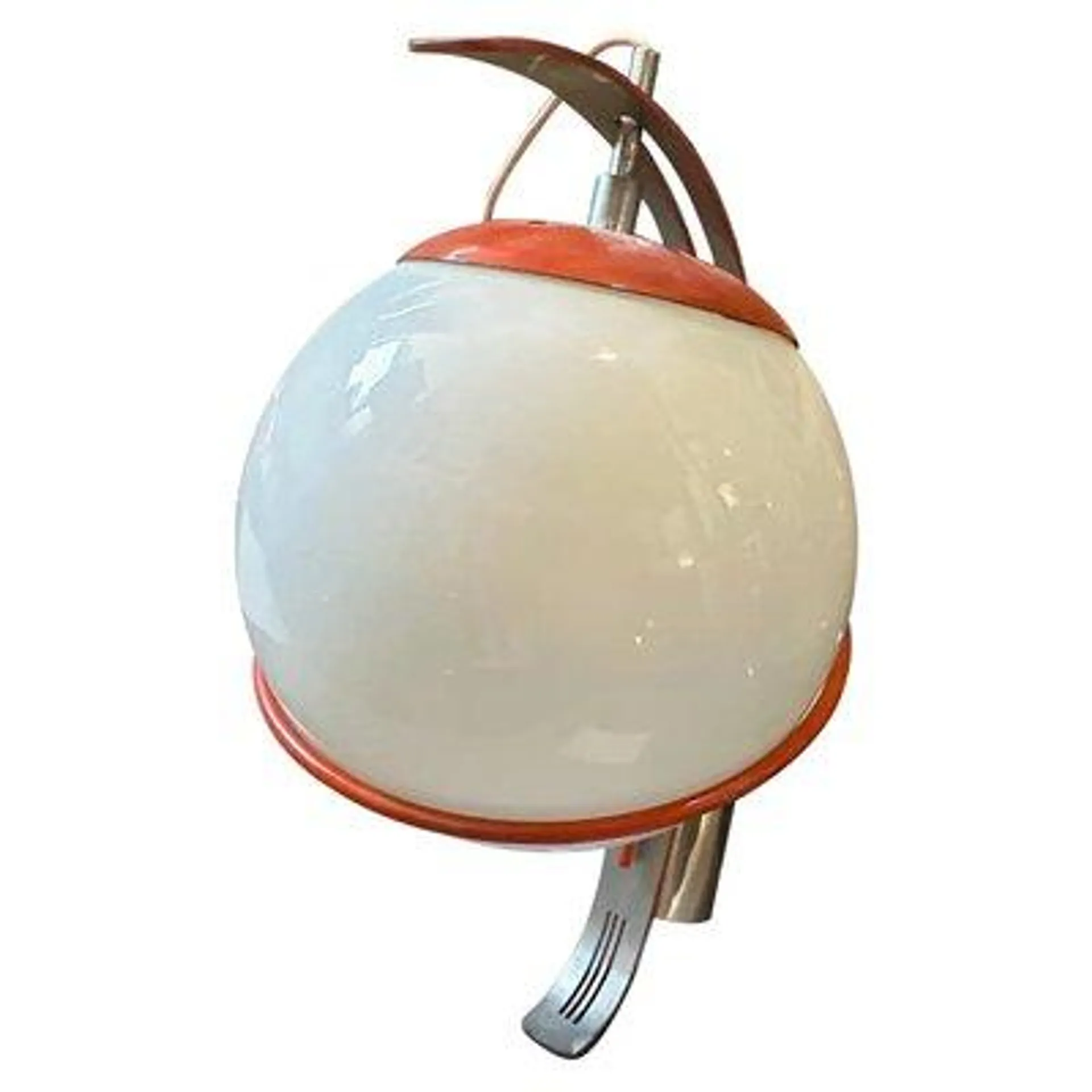 Space Age Orange Metal and White Opaline Italian Wall Sconce, 1970s