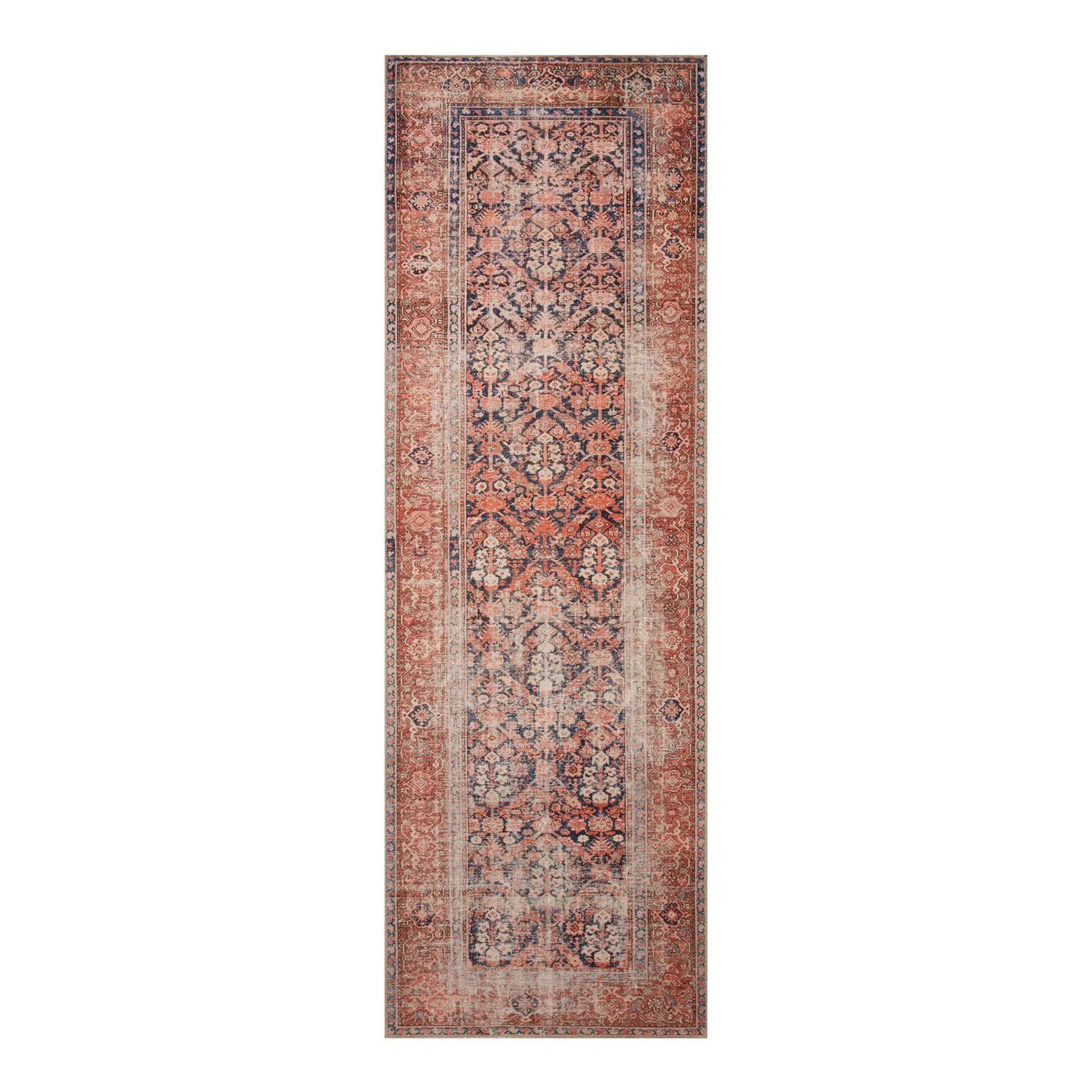 Izmir Navy And Rust Persian Style Floor Runner