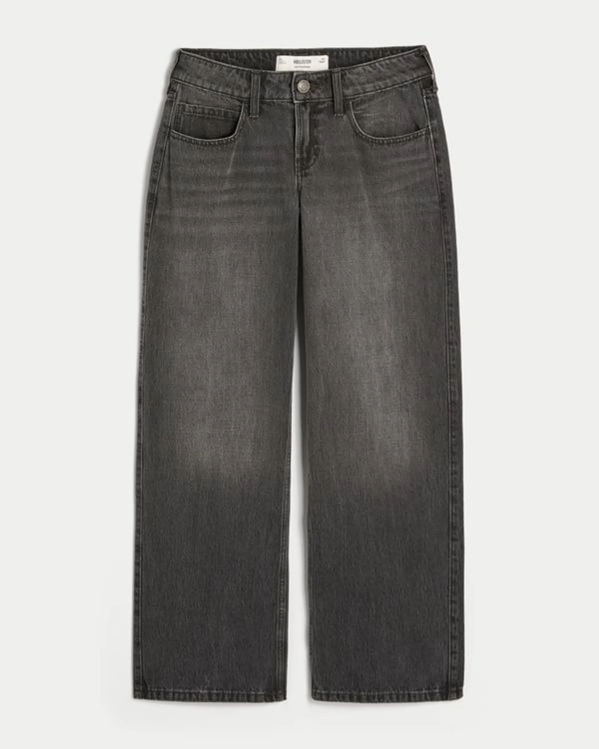 Low-Rise Washed Black Baggy Jeans