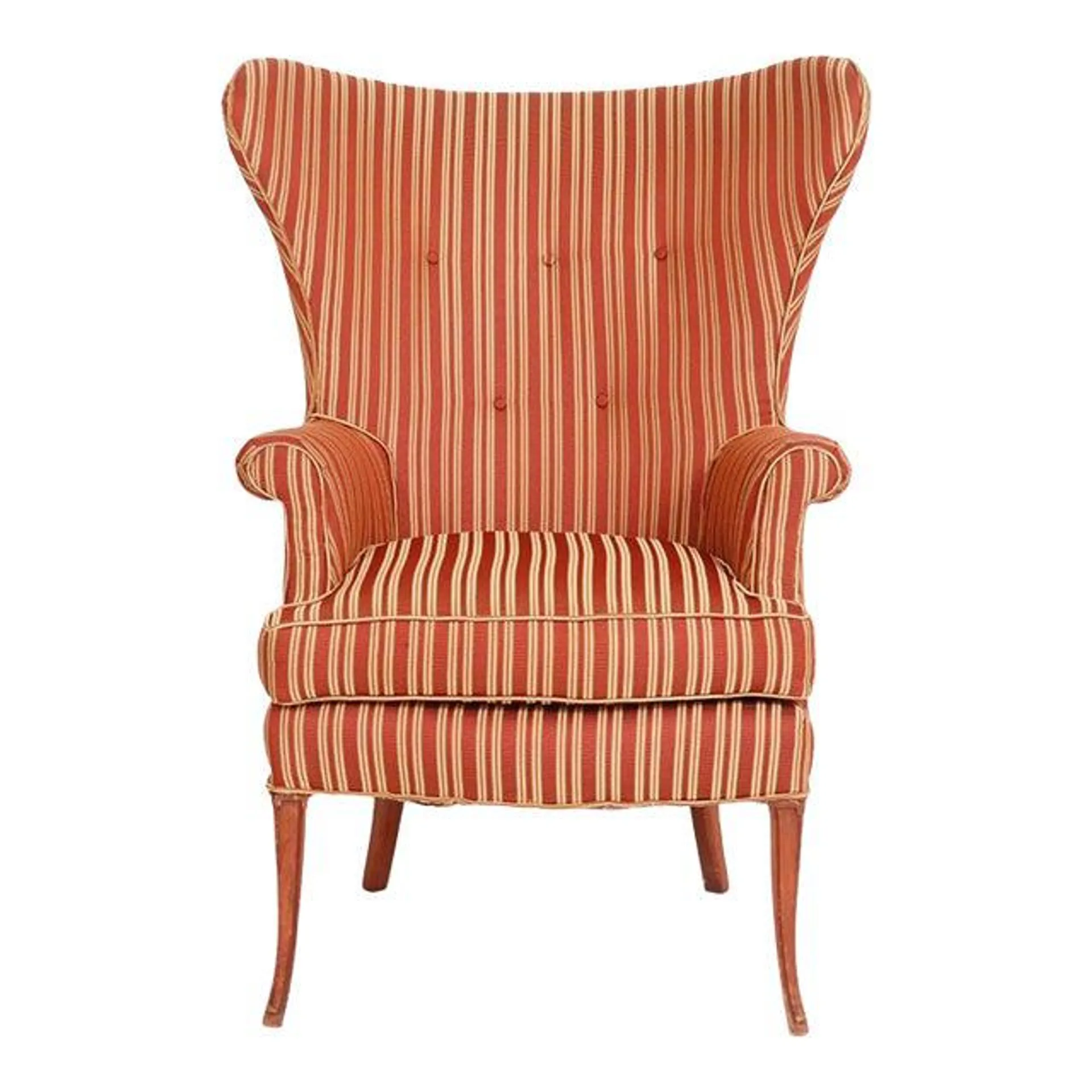 Red & Gold Striped Butterfly Wingback Armchair