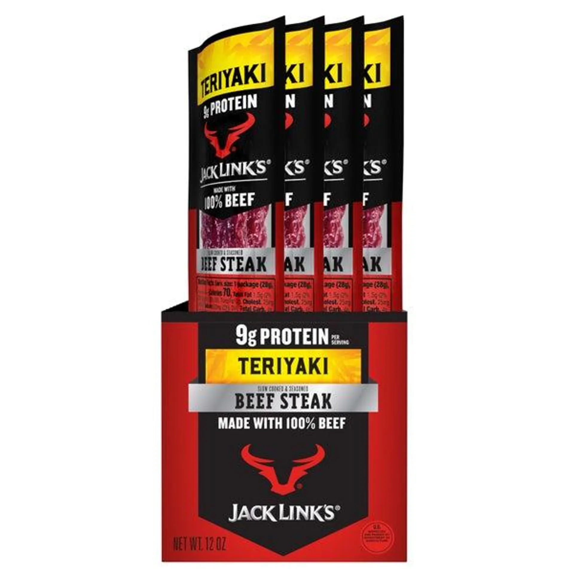 Jack Link's Premium Cuts Beef Steak, Teriyaki, 1 oz, 12-count