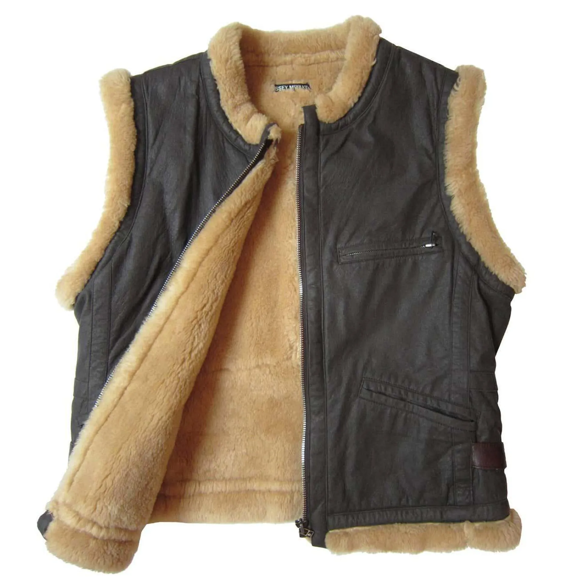 Issey Miyake Wool Brown Zip Vest