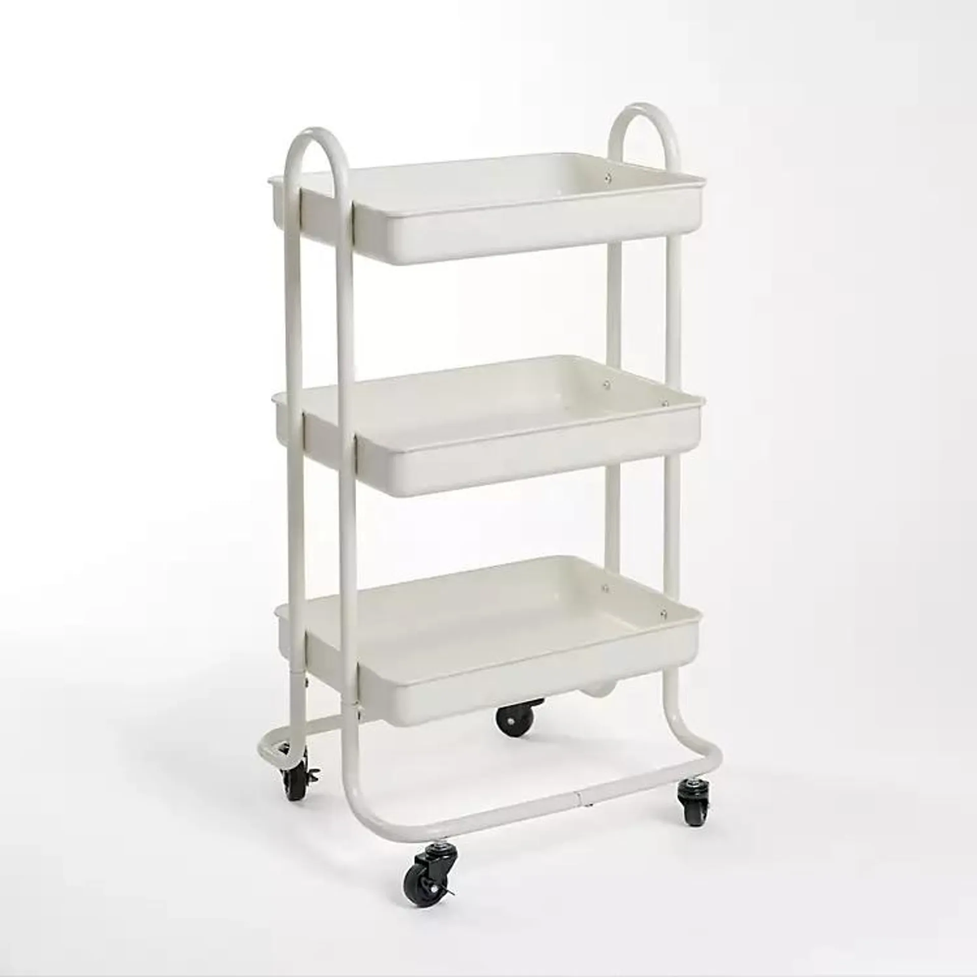 White 3-Tier Metal Rolling Cart